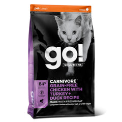 Go! Solutions Carnivore croquettes poulet dinde canard, protéines élevées pour muscles et énergie.