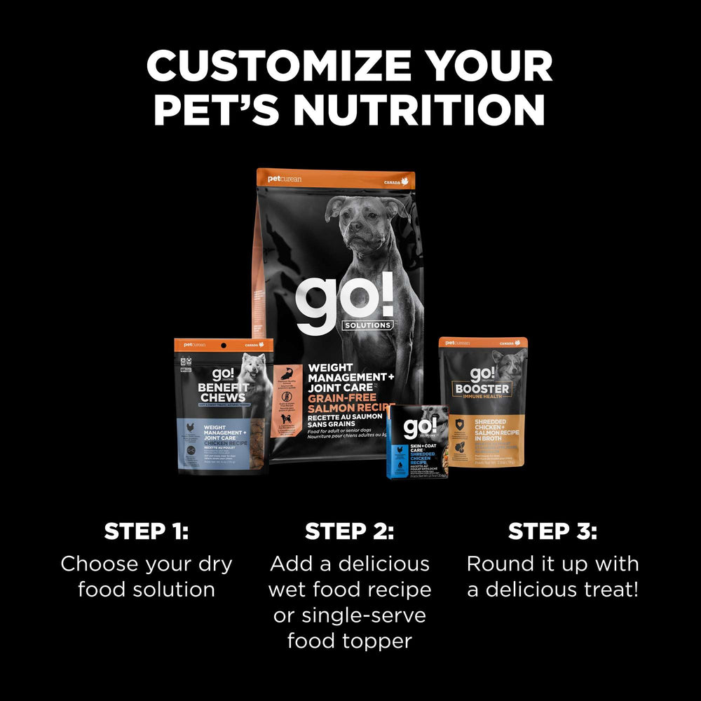 Go! Solutions sans céréales saumon : recette grain-free pour chiens sensibles.
