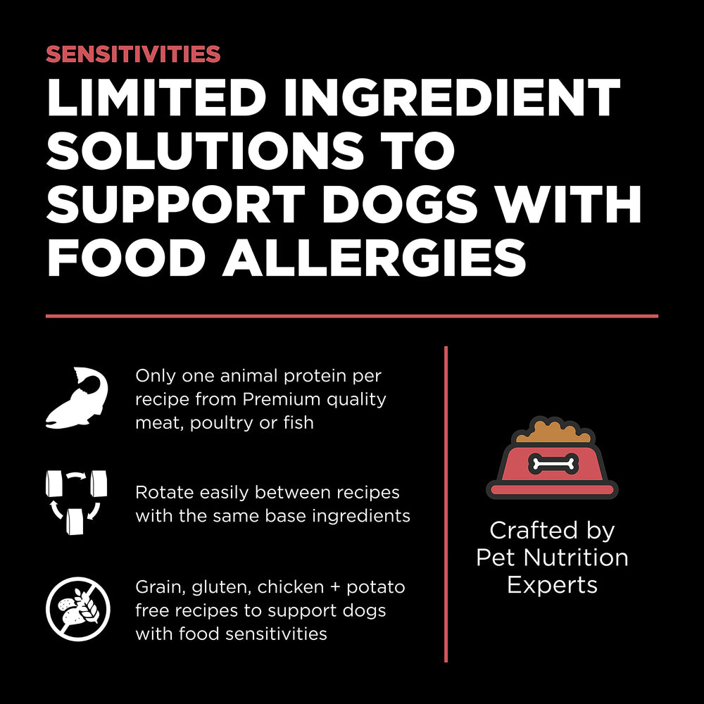Go! Solutions Sensibilites sans-poulet, texture croquante idéale pour chiens sensibles.