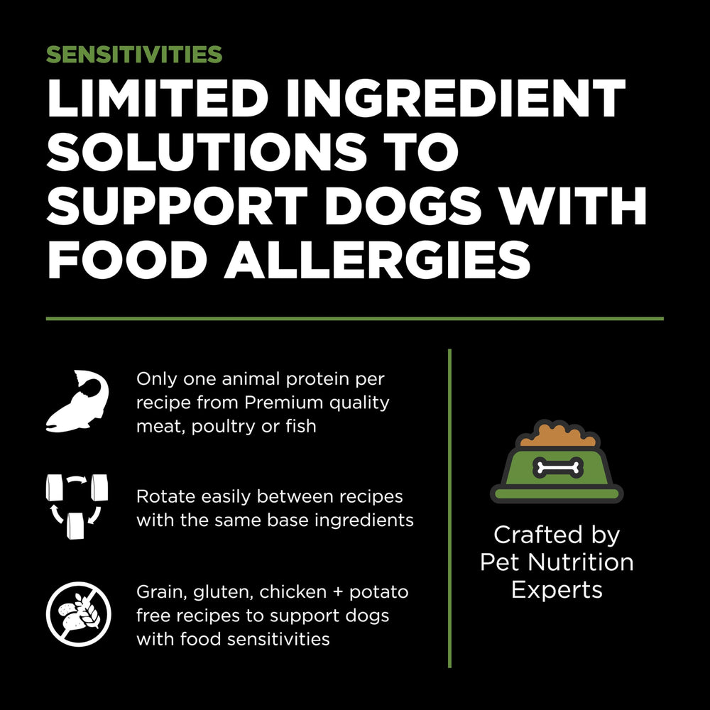Go! Solutions Sensitivités ingrédients limités, convient pour chiens sensibles.