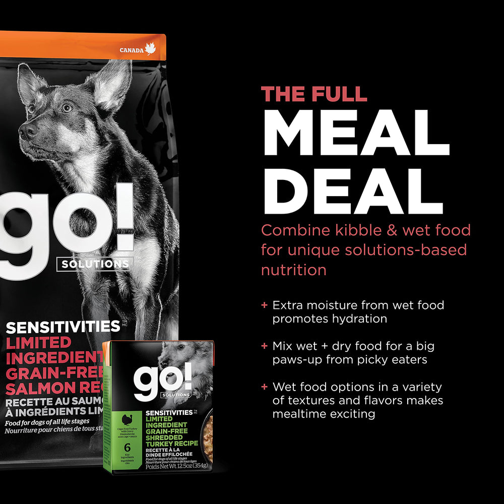 Go! Solutions Sensitivities – nutrition complete pour tout stade de vie et toutes tailles.