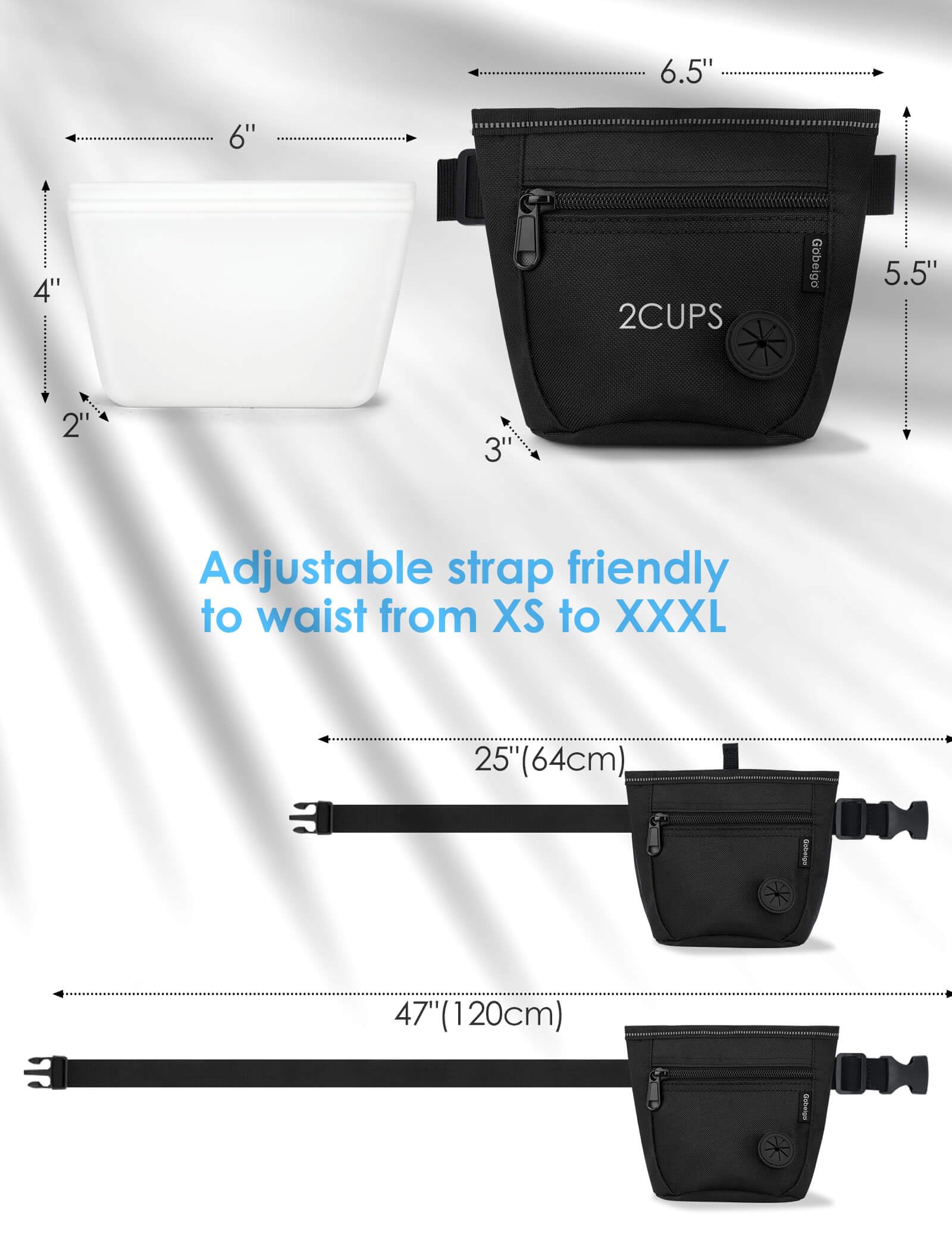 Gobeigo capacite deux-tasses : friandises suffisantes pour promenades