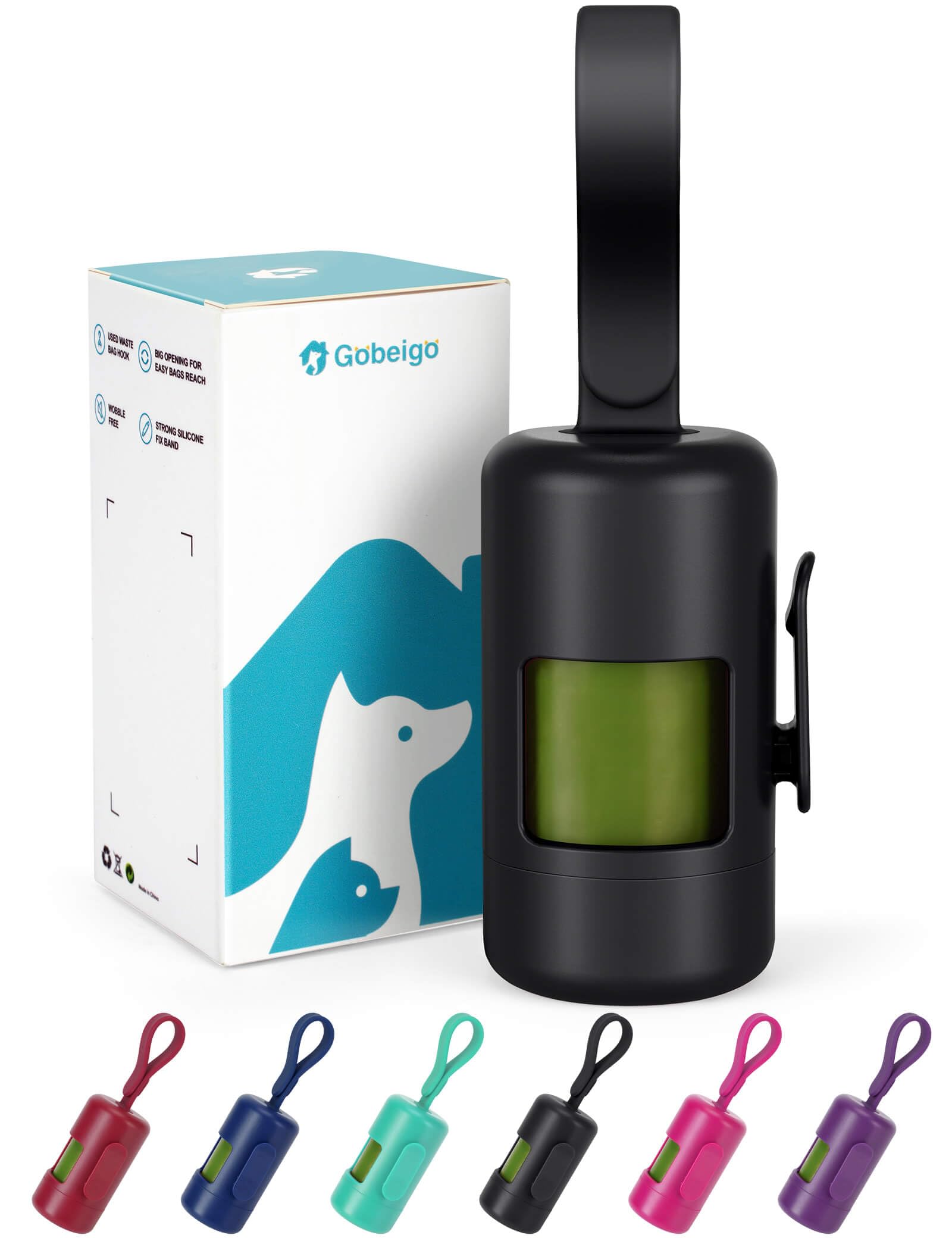 Gobeigo porte-sac crottes avec clip solide pour balades propres.