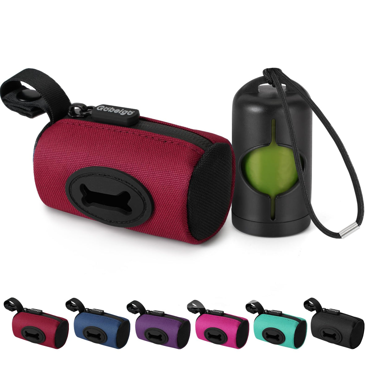 Porte-sacs Gobeigo pour crottes de chien avec ouverture facile pour retirer rapidement les sacs en promenade.
