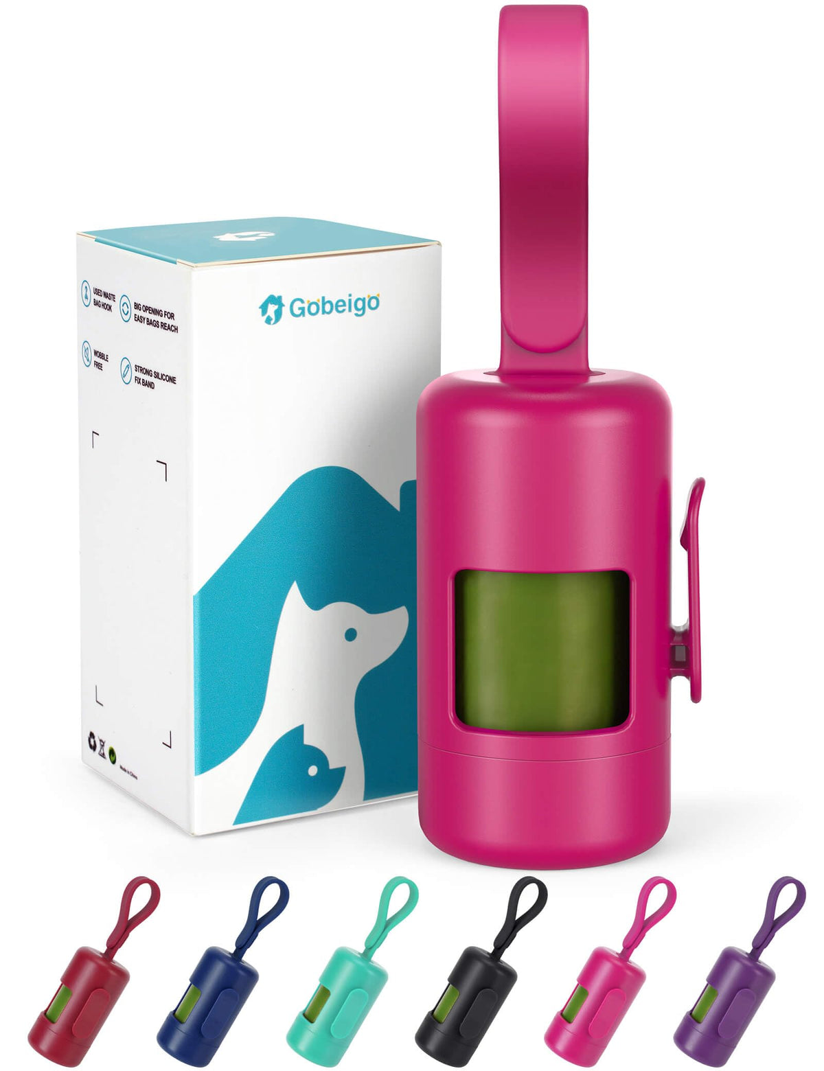 Gobeigo porte-sacs crottes avec clip robuste sur laisse.