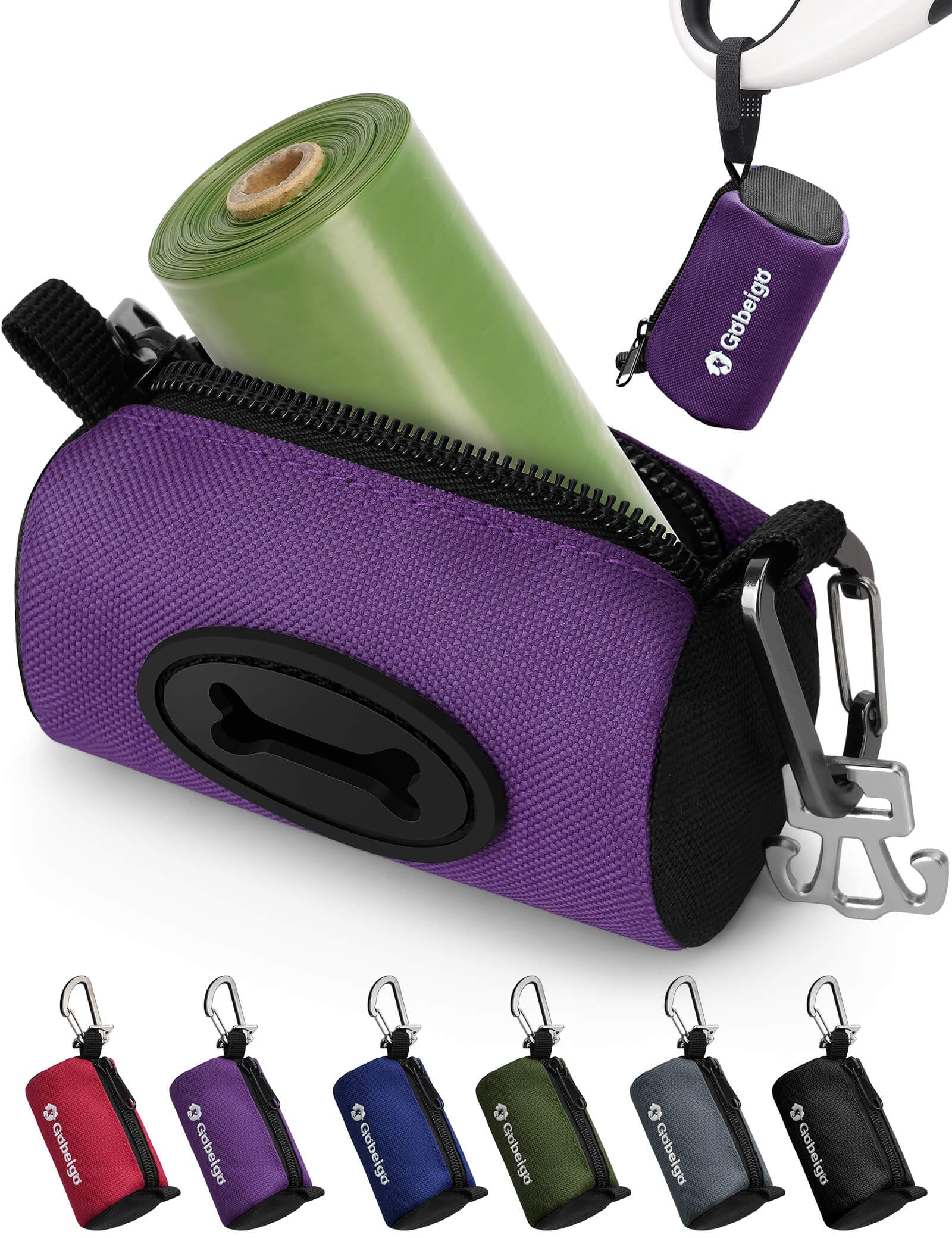 Porte-sacs Gobeigo pour laisse avec grande ouverture, tirage facile lors des promenades.