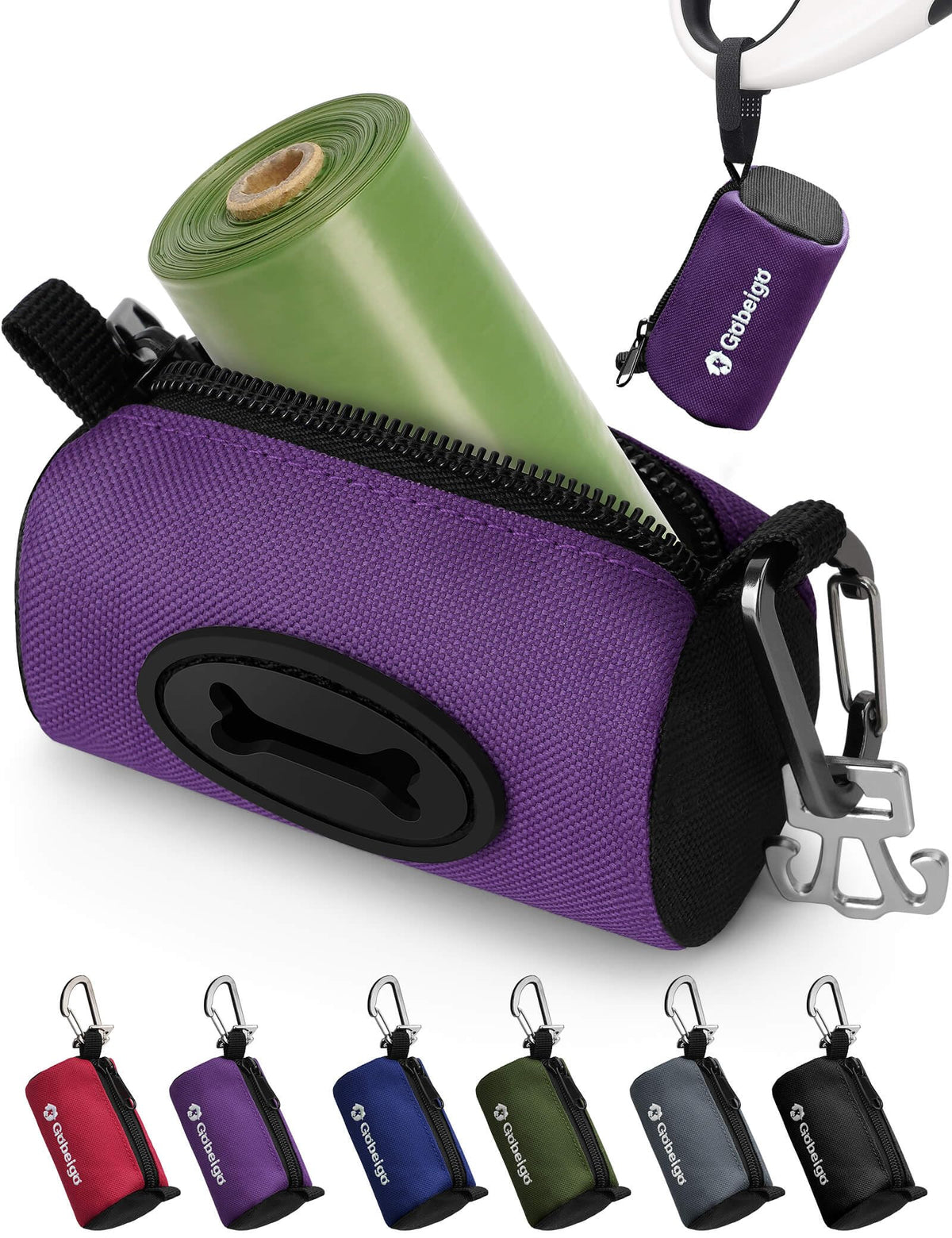 Porte-sacs Gobeigo pour laisse avec grande ouverture, tirage facile lors des promenades.
