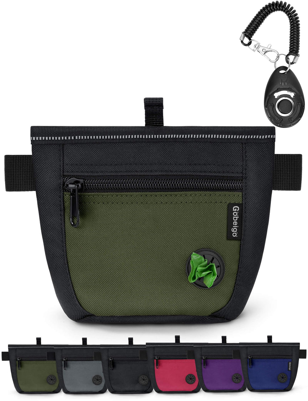 Sac Gobeigo friandises avec ouverture magnétique évitant les déversements.