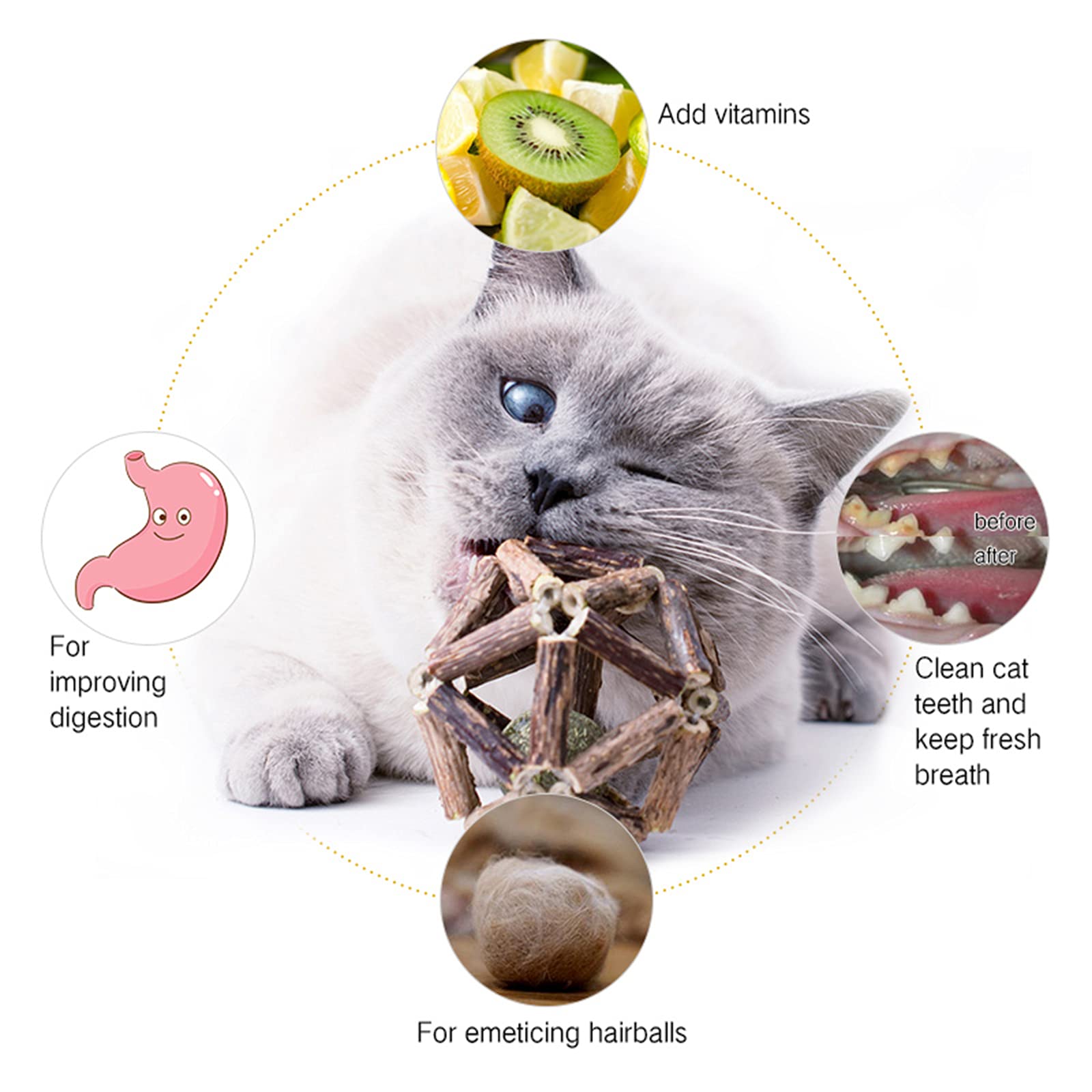 Gochanmon boule Catnip naturelle stimulant le jeu.