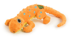 goDog Amphibianz Gecko orange grand – détail coutures, résistance et toucher plush.