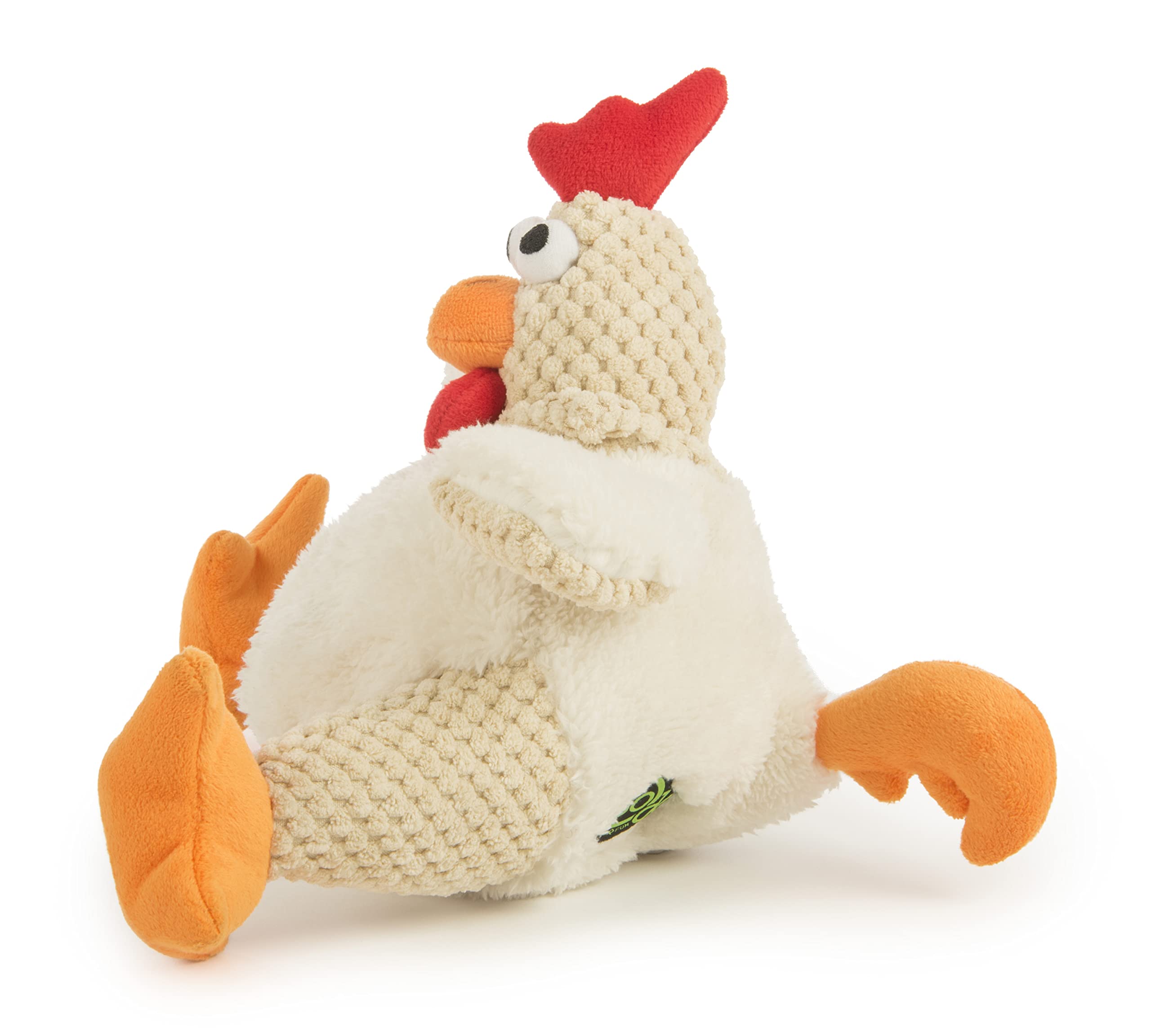 Vue latérale du GoDog Checkers Fat Rooster, texture damier douce et durable.