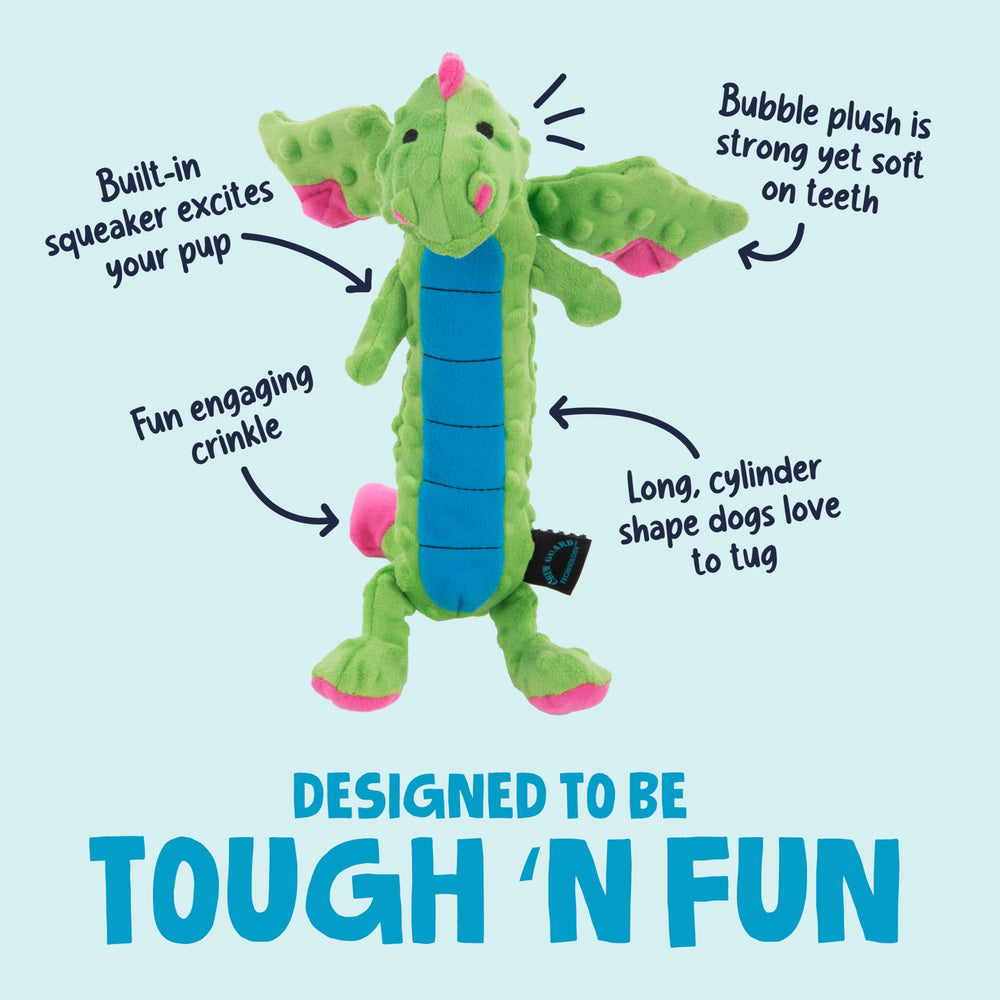 goDog dragon sifflet intégré vert, stimule l'instinct de jeu