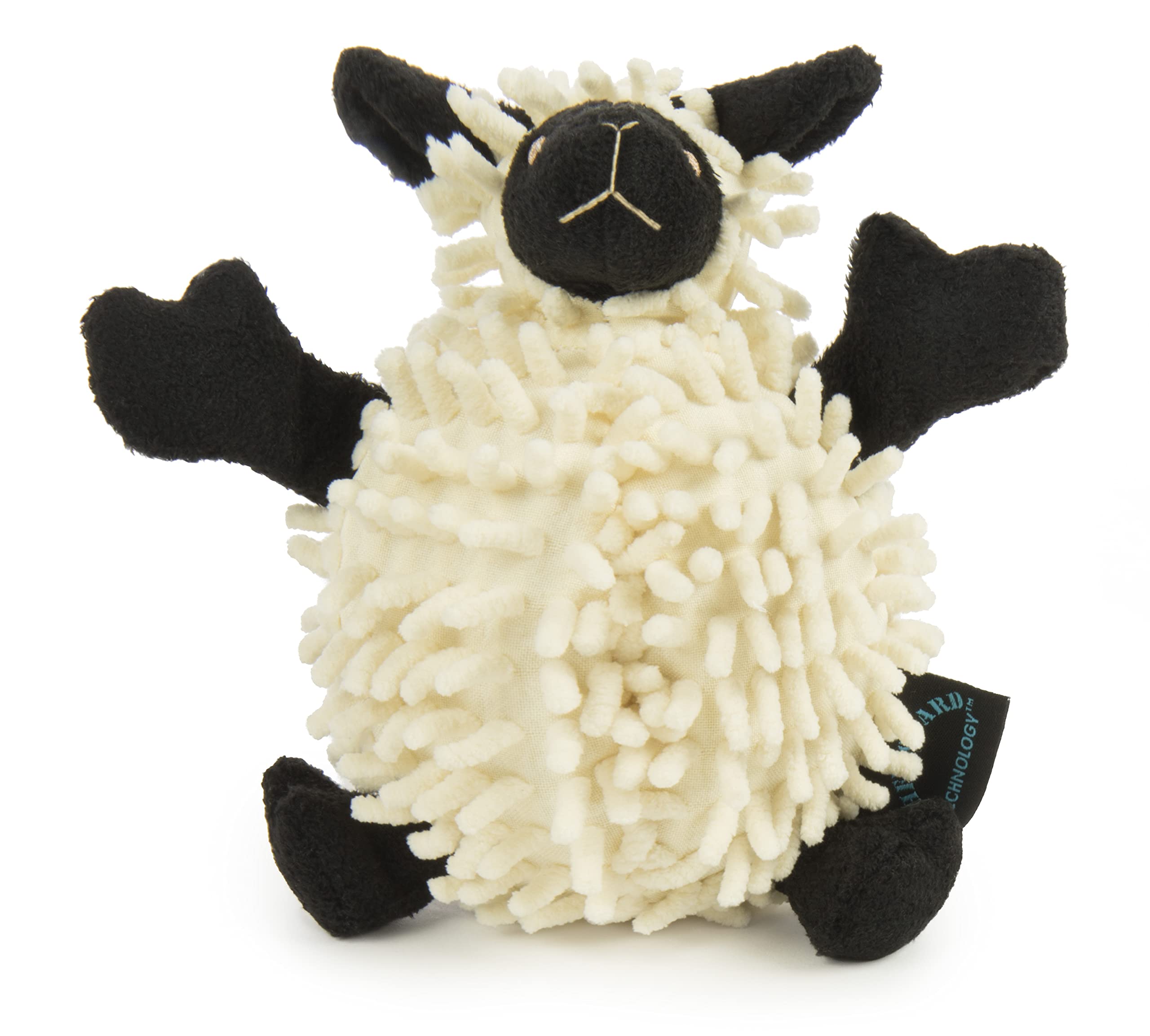 Jouet goDog Fuzzy Wuzzy Lamb avec sifflet intégré pour le jeu et le câlin.