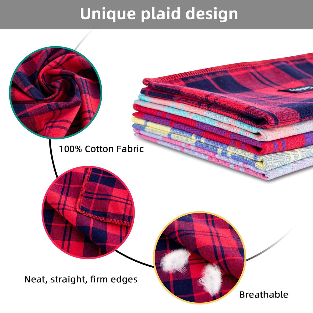 Bandana ajustable xl rose-vert-plaid, s'adaptant au cou du chien.