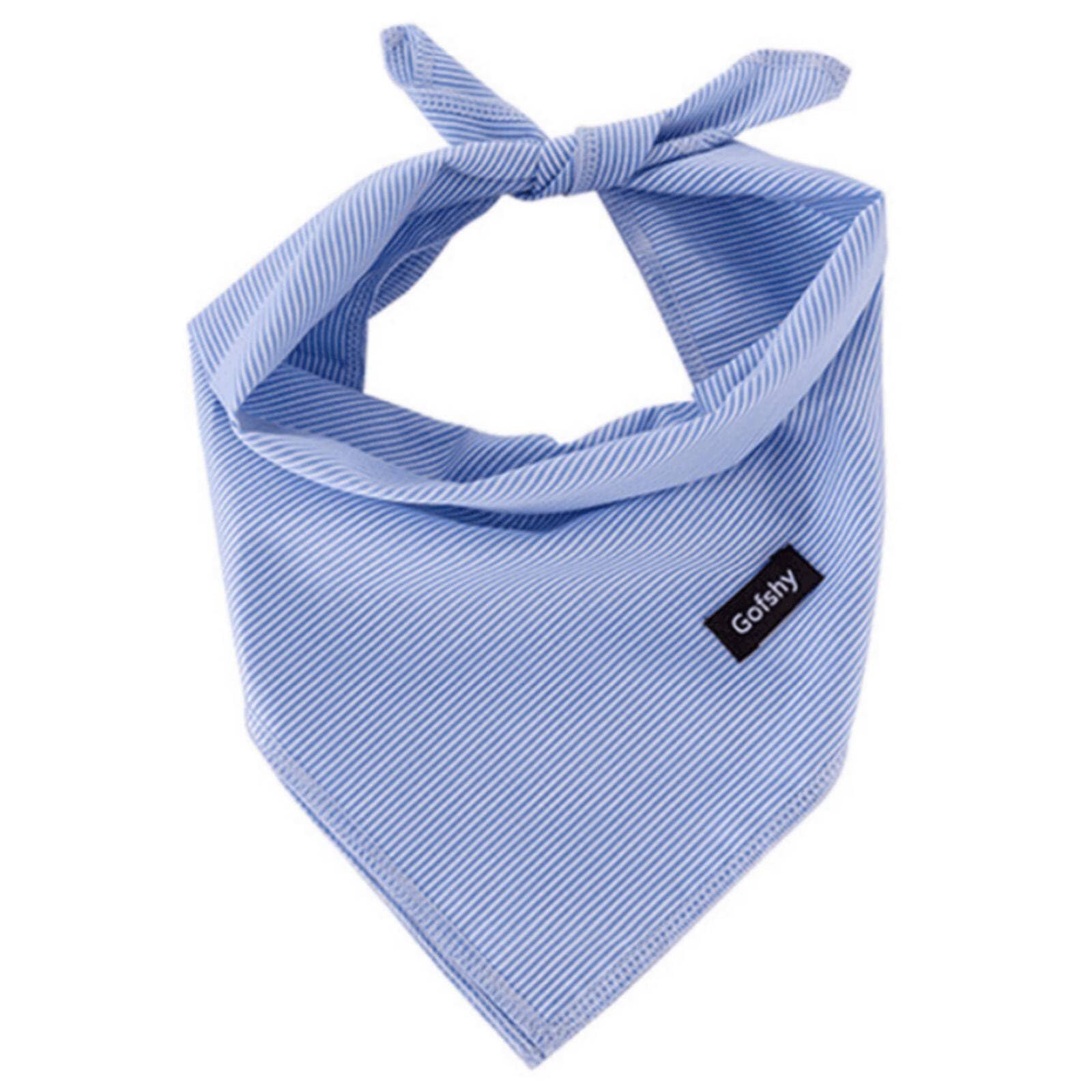 Bandana Gofshy bleu rayures XXL pour chien, élégant et confortable au quotidien.
