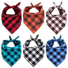 Bandana Gofshy carreaux buffalo rouge, parfait pour des looks festifs sur votre chien