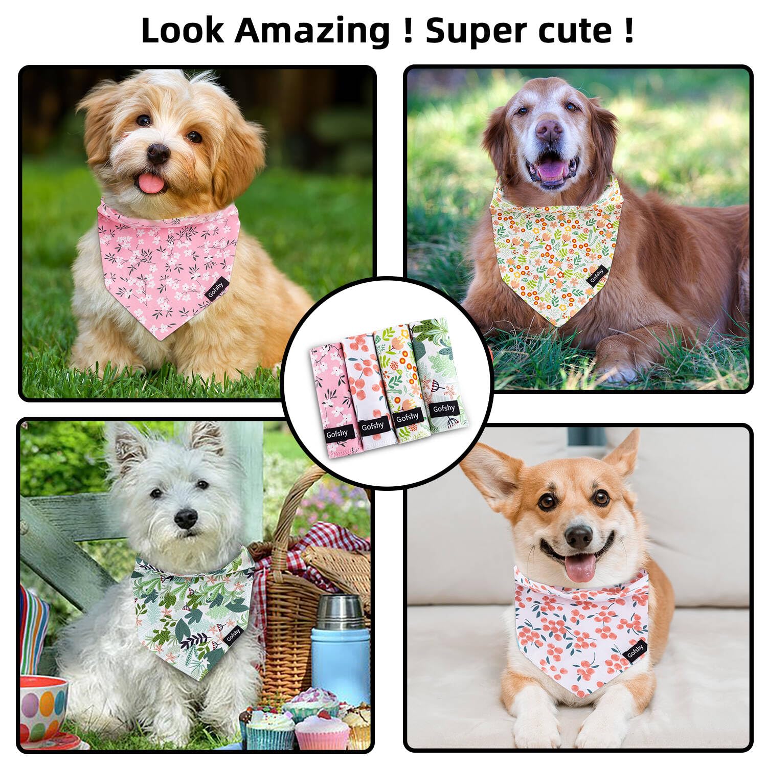 Gofshy bandanas motif petites fleurs orange, ambiance festive pour occasions.