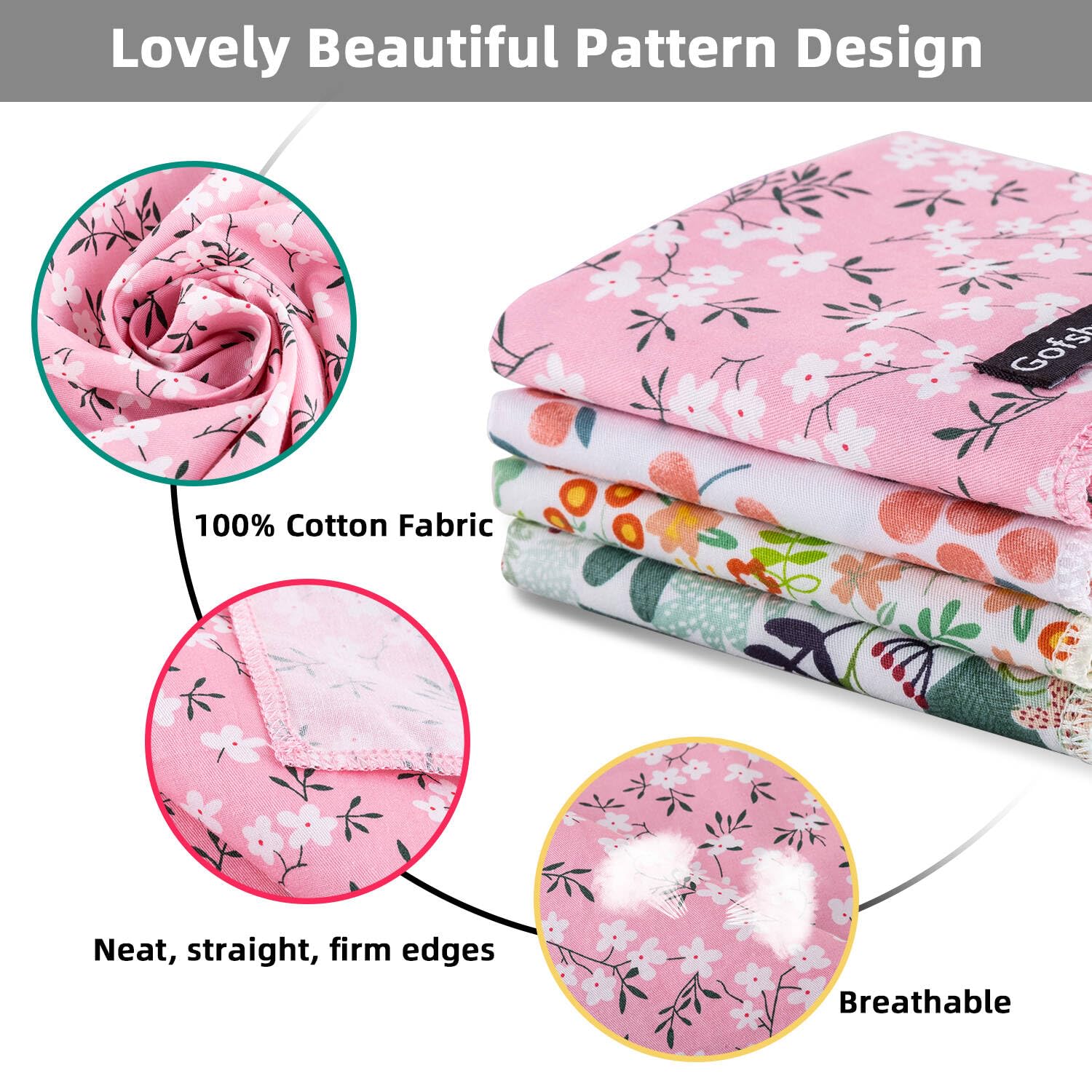 Gofshy bandanas motif feuilles vertes et fleurs rouges, touche naturelle pour chien.