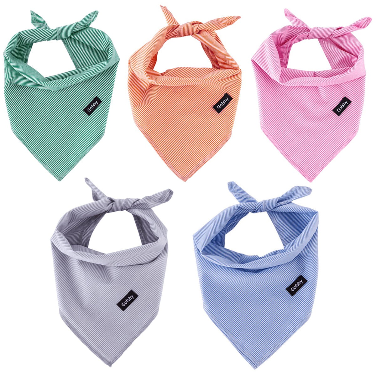 Bandanas Gofshy XL en ensemble de couleurs vives, idéal pour varier le style du chien.