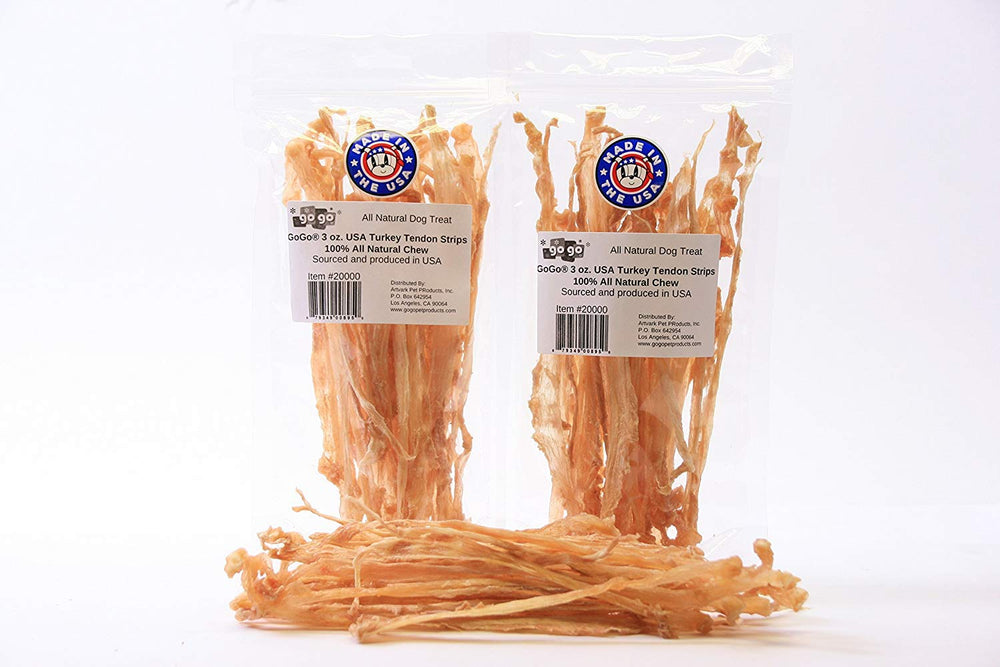 GoGo: emballage 2 paquets de tendon dindon, collation pratique pour chiens.