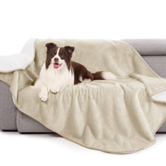 Gogobunny Couverture imperméable crème sur lit, protection contre liquides et poils.