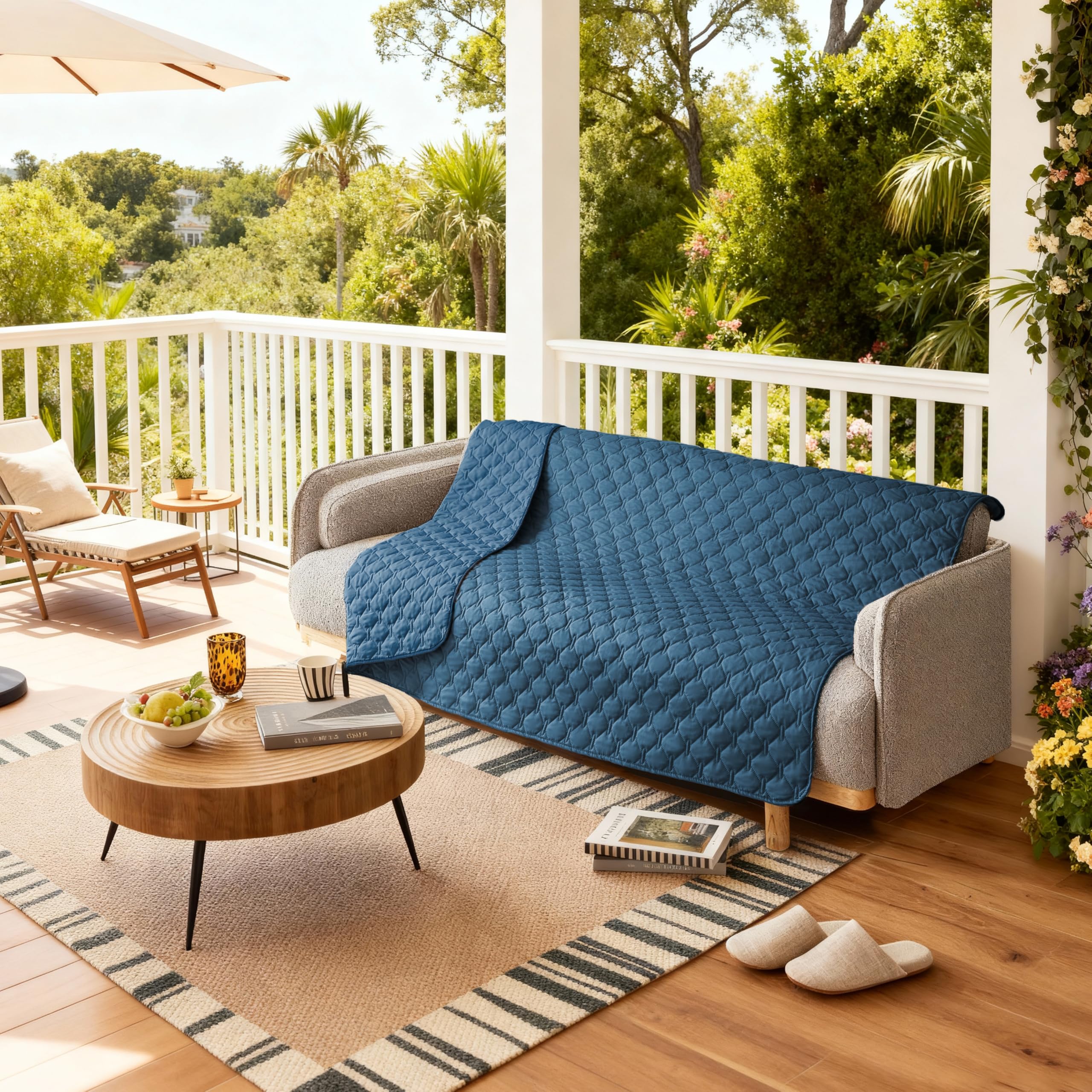 Couverture gogobunny réversible face arrière bleu foncé pour canapé