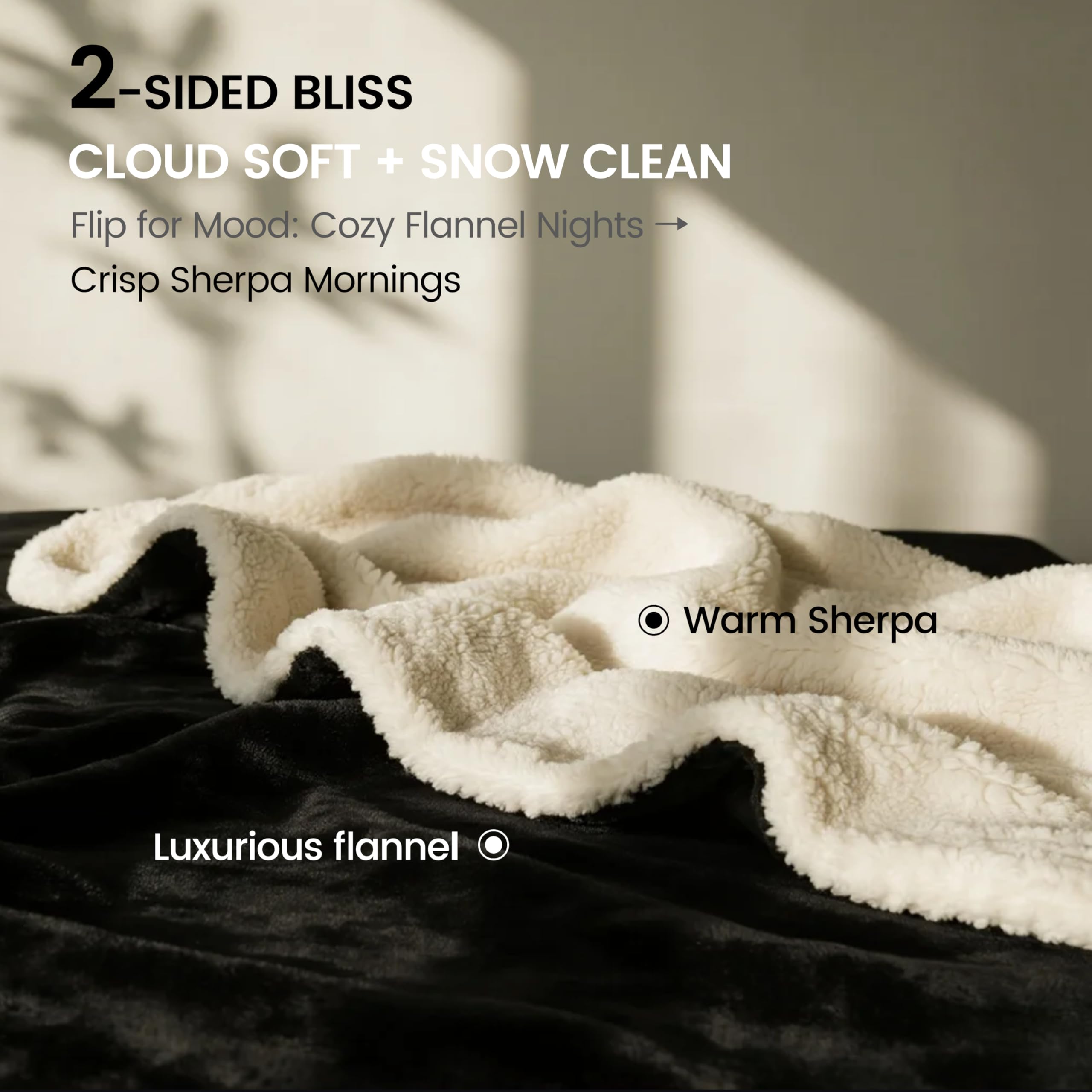 gogobunny couverture réversible sherpa et flanelle noir chaleur double-face.