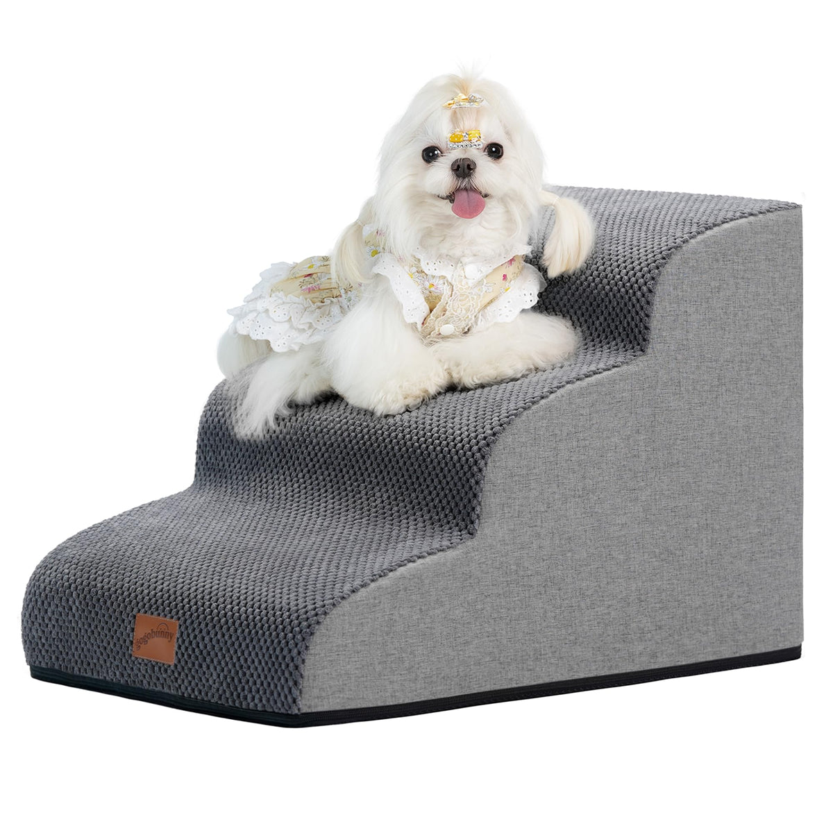 GoGoBunny Ramp escaliers chien canapé gris pour un accès facile.