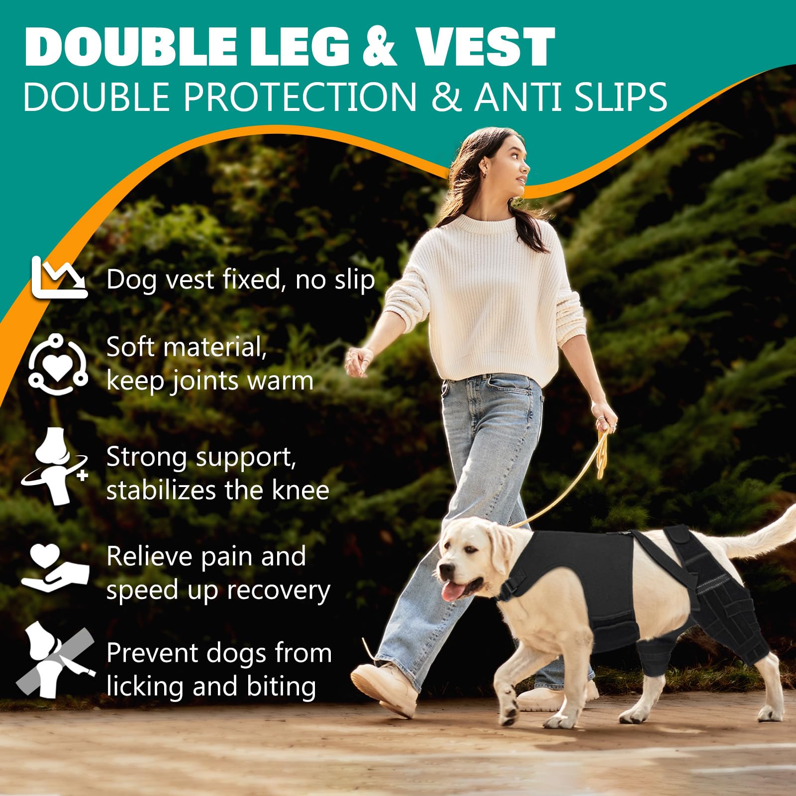GoGoPaw Attelle genou chien-guide-visuel: montage rapide et ajustement facilité.