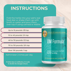 DM Formula Gold Standard Herbs, étiquette lisible pour le protocole quotidien.