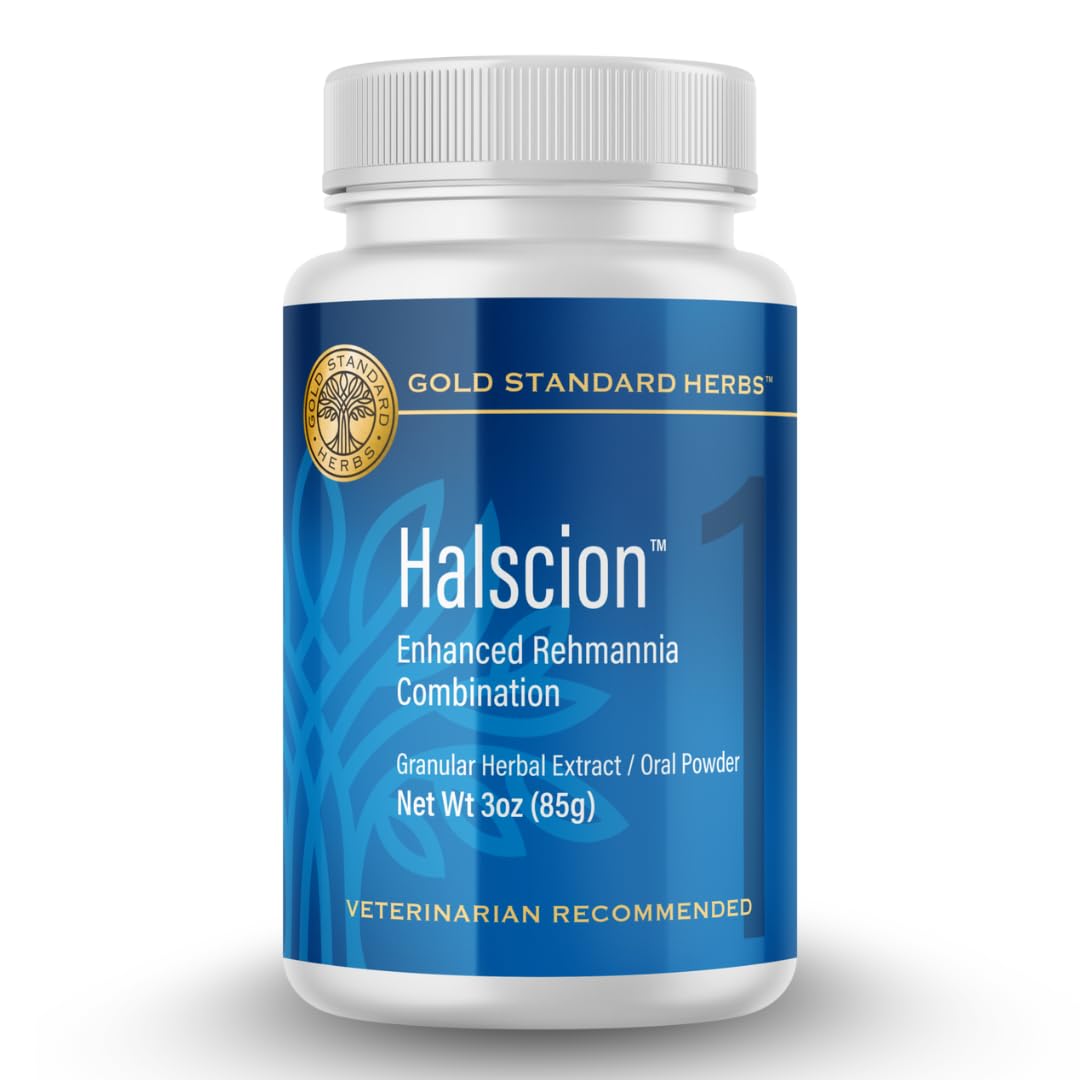 Flacon Halscion de Gold Standard Herbs, poudre naturelle pour le confort canin.