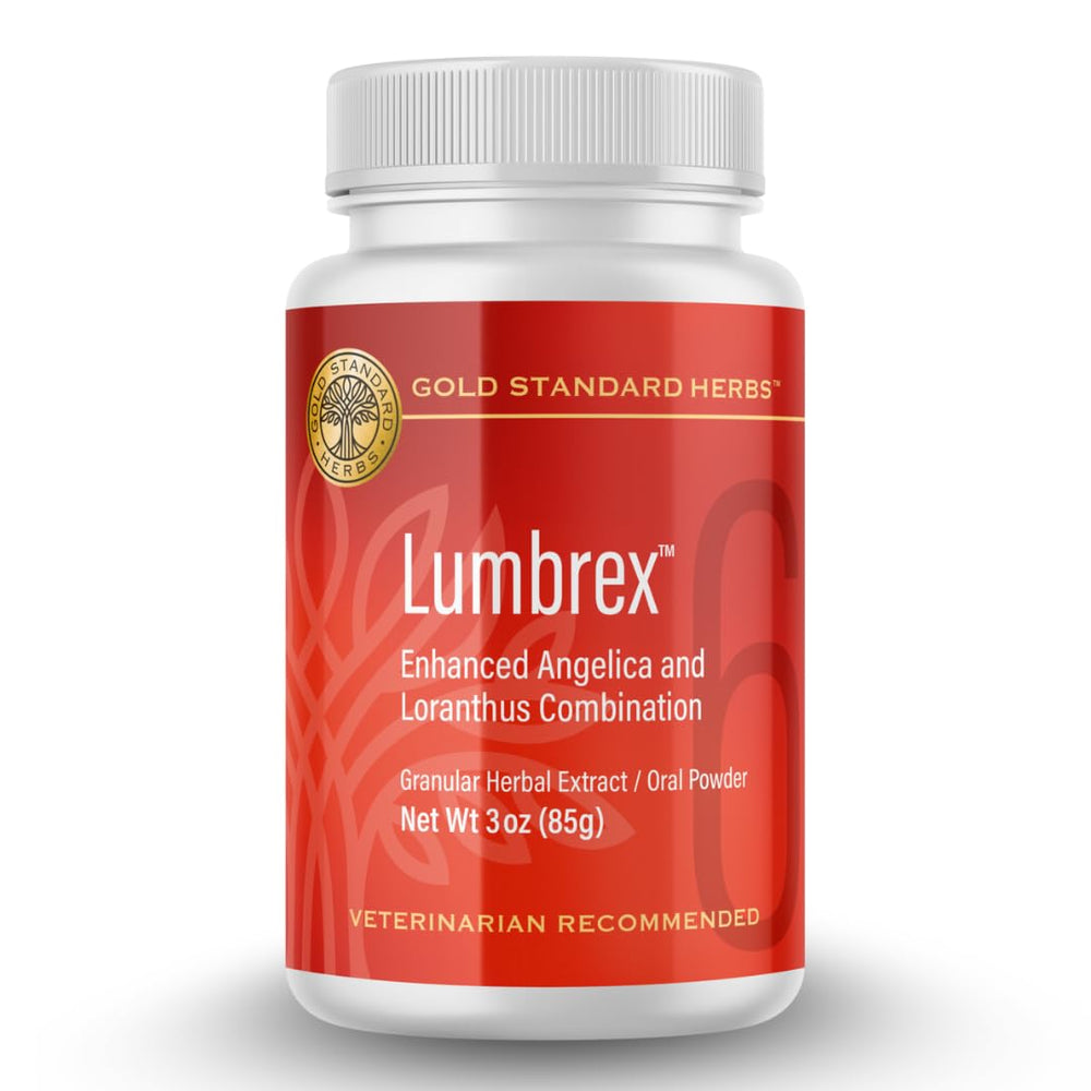 Lumbrex en poudre dans son emballage, soutien potentiel des articulations canines.