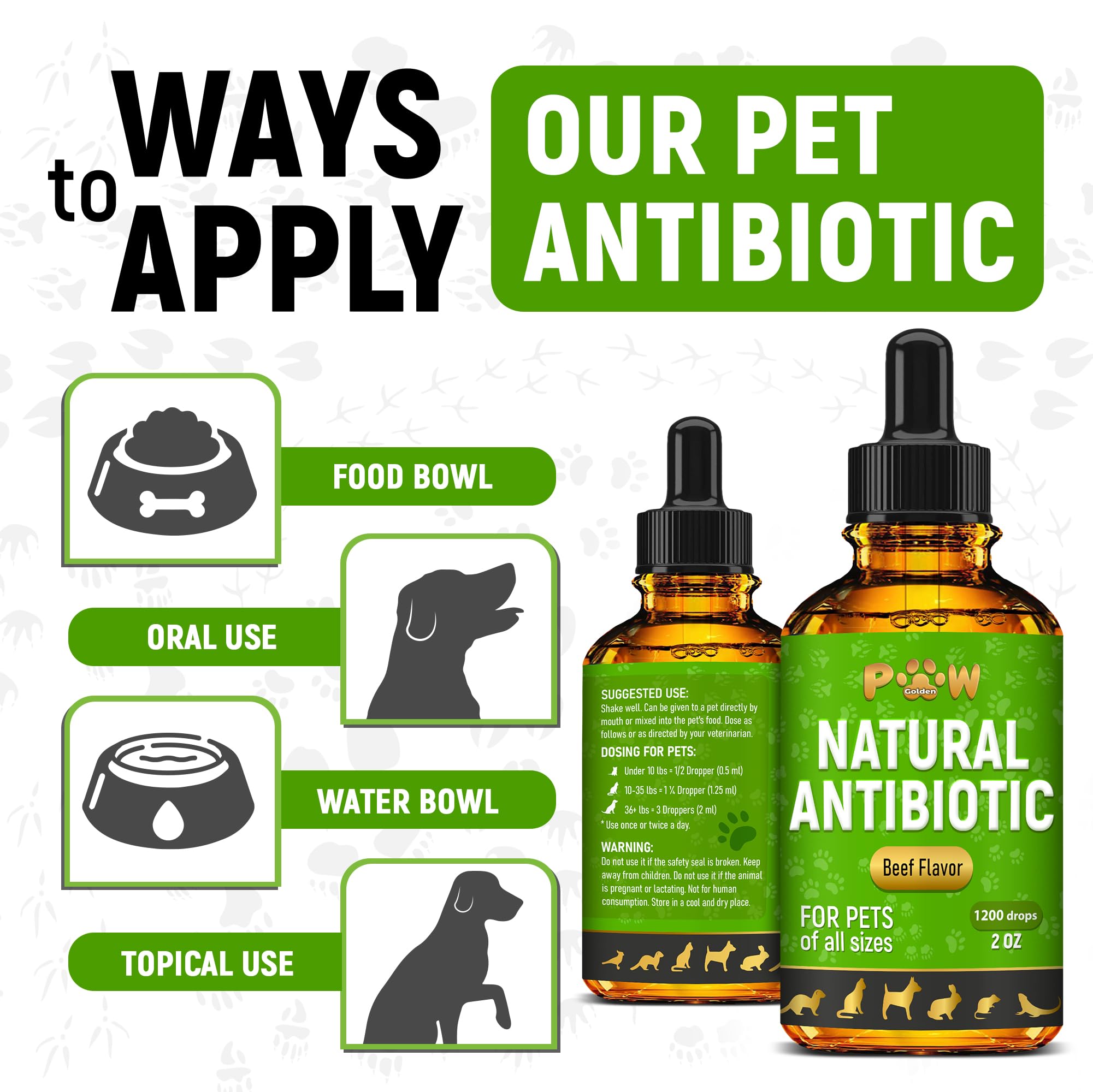 Solution liquide Golden Paw — goutte à goutte simple à doser.