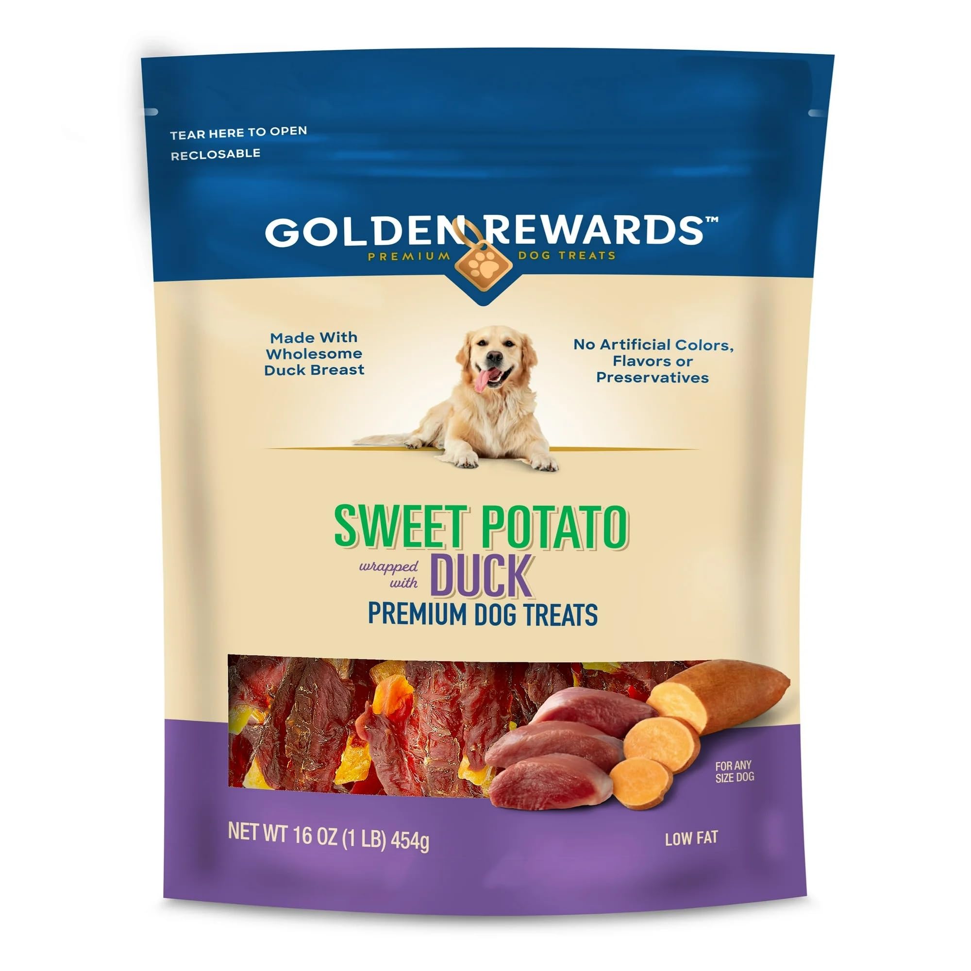 Golden Rewards: canard enrobe patate douce, texture satisfaisante pour croquer