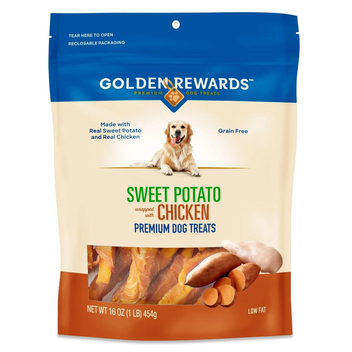 Friandises Golden|Rewards pour chien : poulet et patate douce, idéale pour l'entraînement.