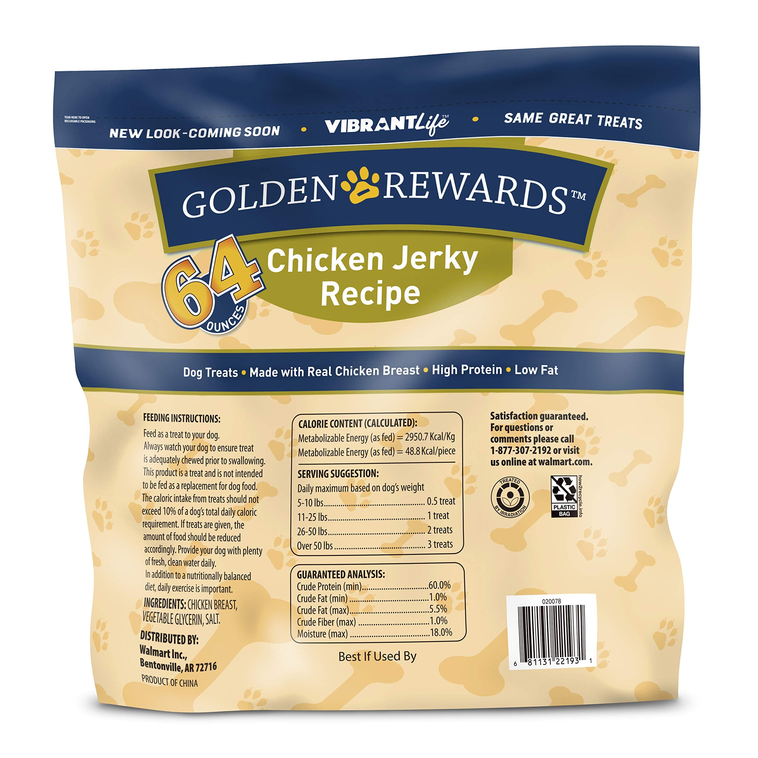 Tranches de poulet Golden Rewards jerky, récompense savoureuse pour entraînement.