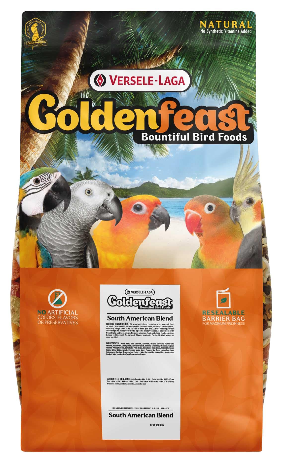 Goldenfeast VL Sud-Américain – sachet 17,5 lb pour oiseaux moyens à grands.