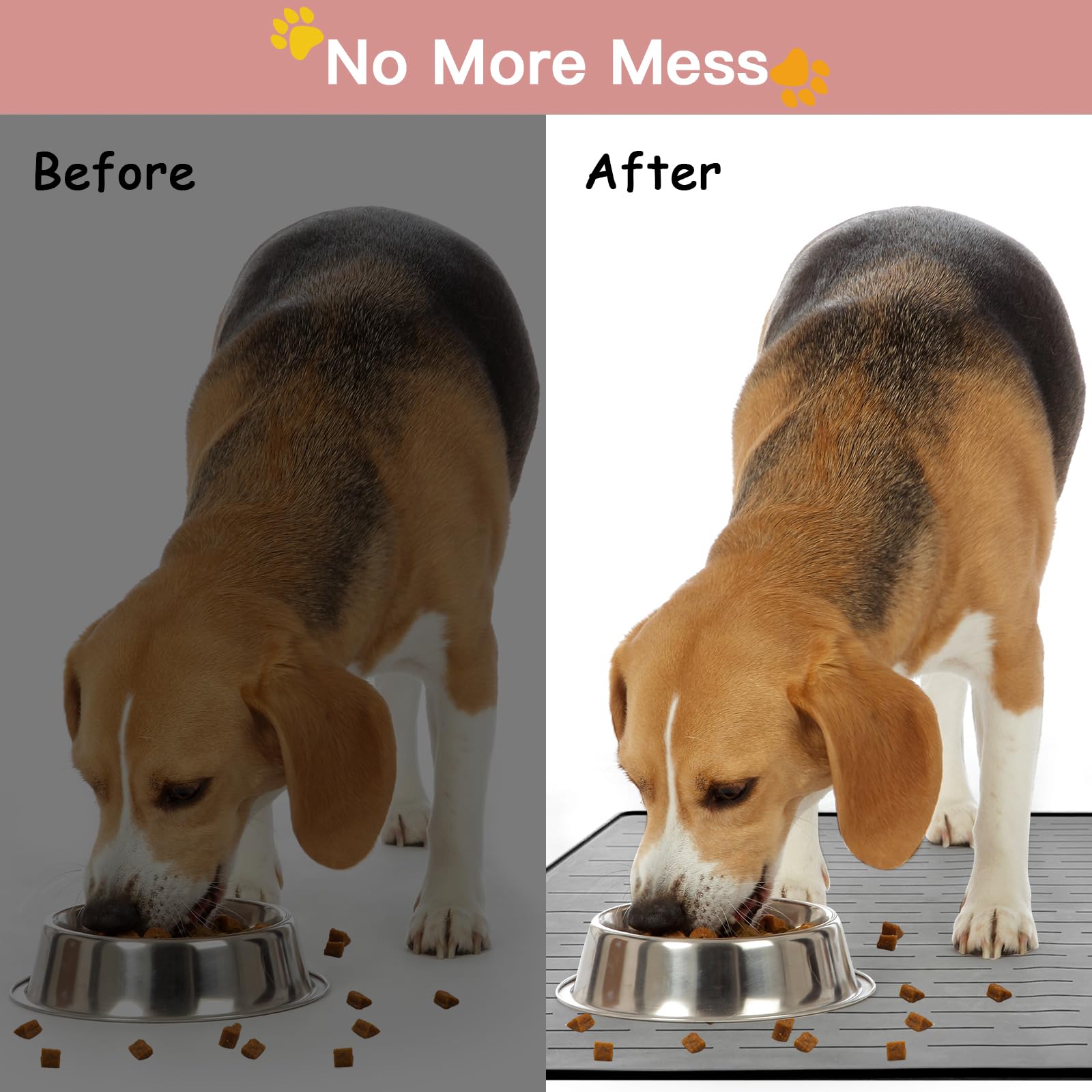 Goldleaf tapis grand format, parfait pour chiens et chats partageant le repas.