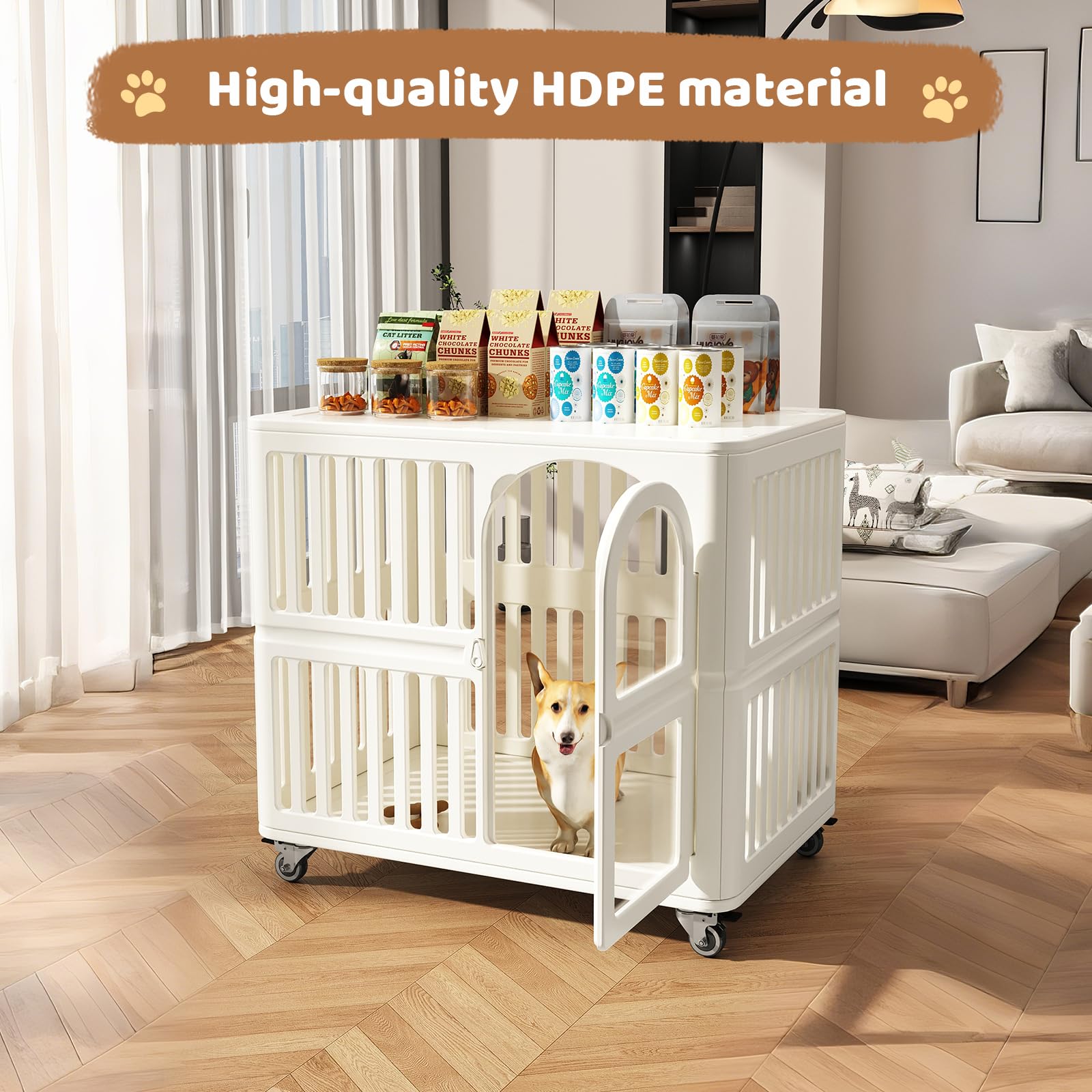 GoldPost boîte chien acrylique avec porte sécurisée, sécurité renforcée.