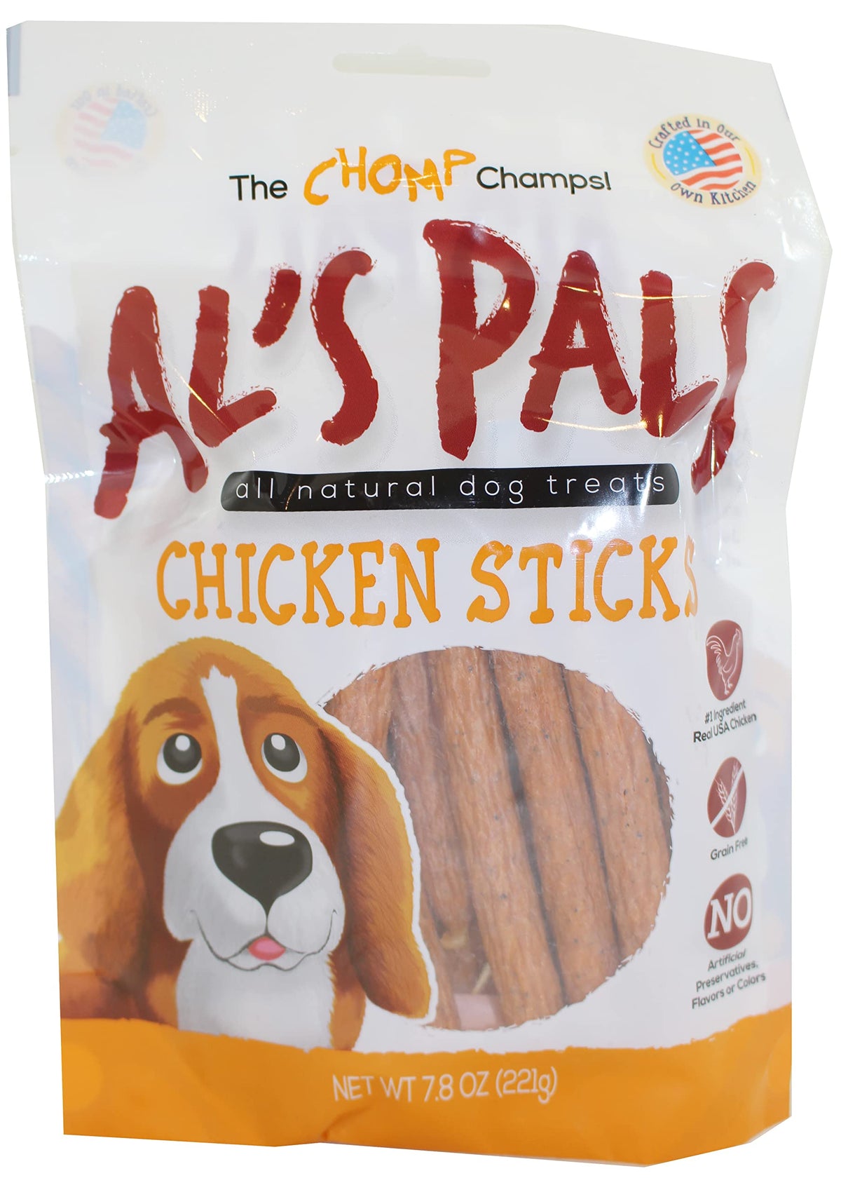 GOLDRUSH AL'S PALS batonnet poulet 7-8 oz, récompense savoureuse et pratique.