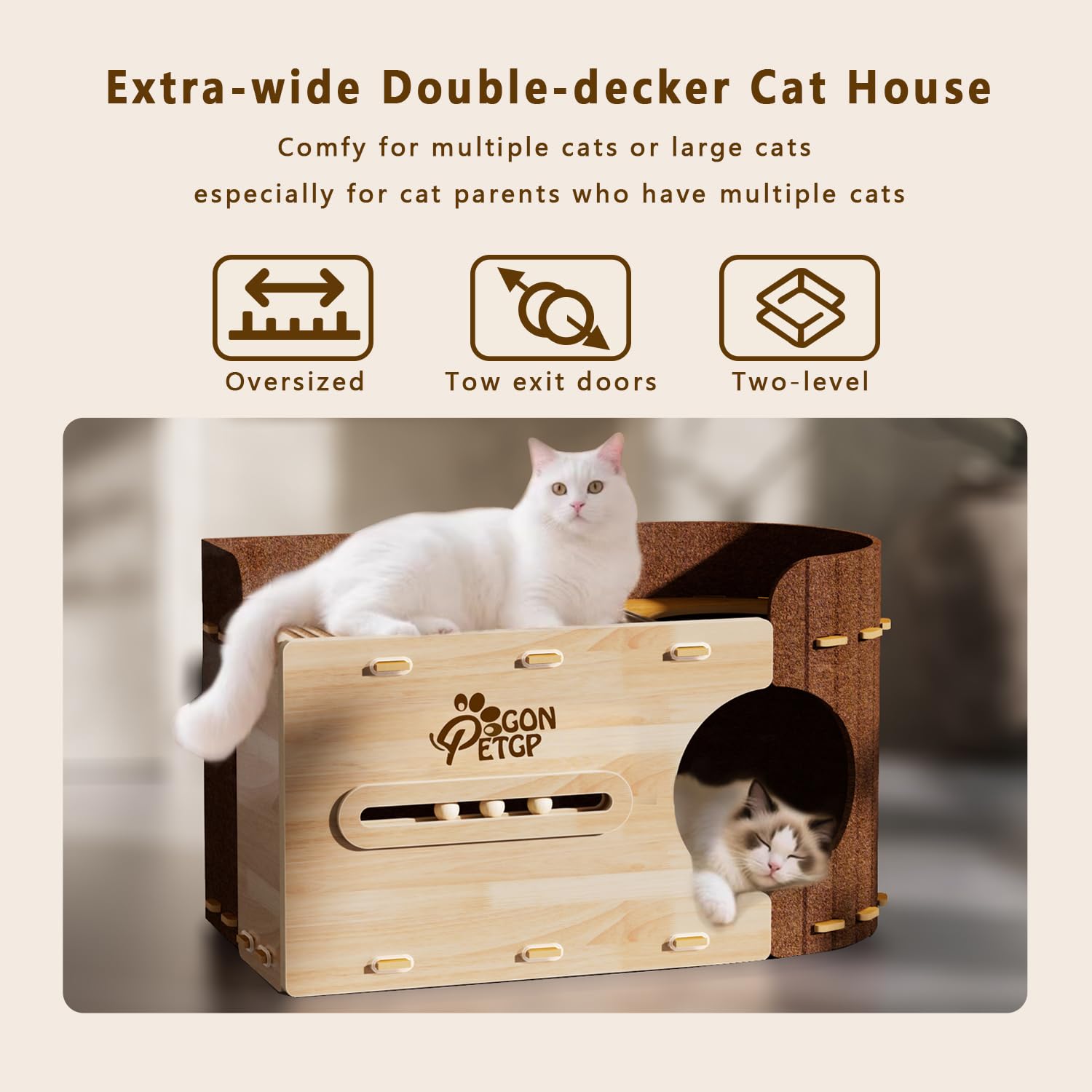 GONPETGP plate-forme-double-chat – espace polyvalent pour observation et jeu.