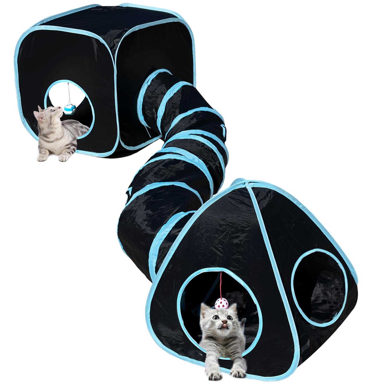 GONPETGP tunnel-Cubes 3-en-1: espace ludique polyvalent pour chats et petits chiens.
