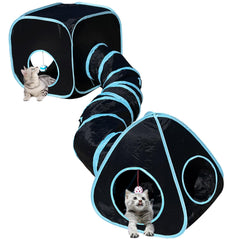 GONPETGP tunnel-Cubes 3-en-1: espace ludique polyvalent pour chats et petits chiens.