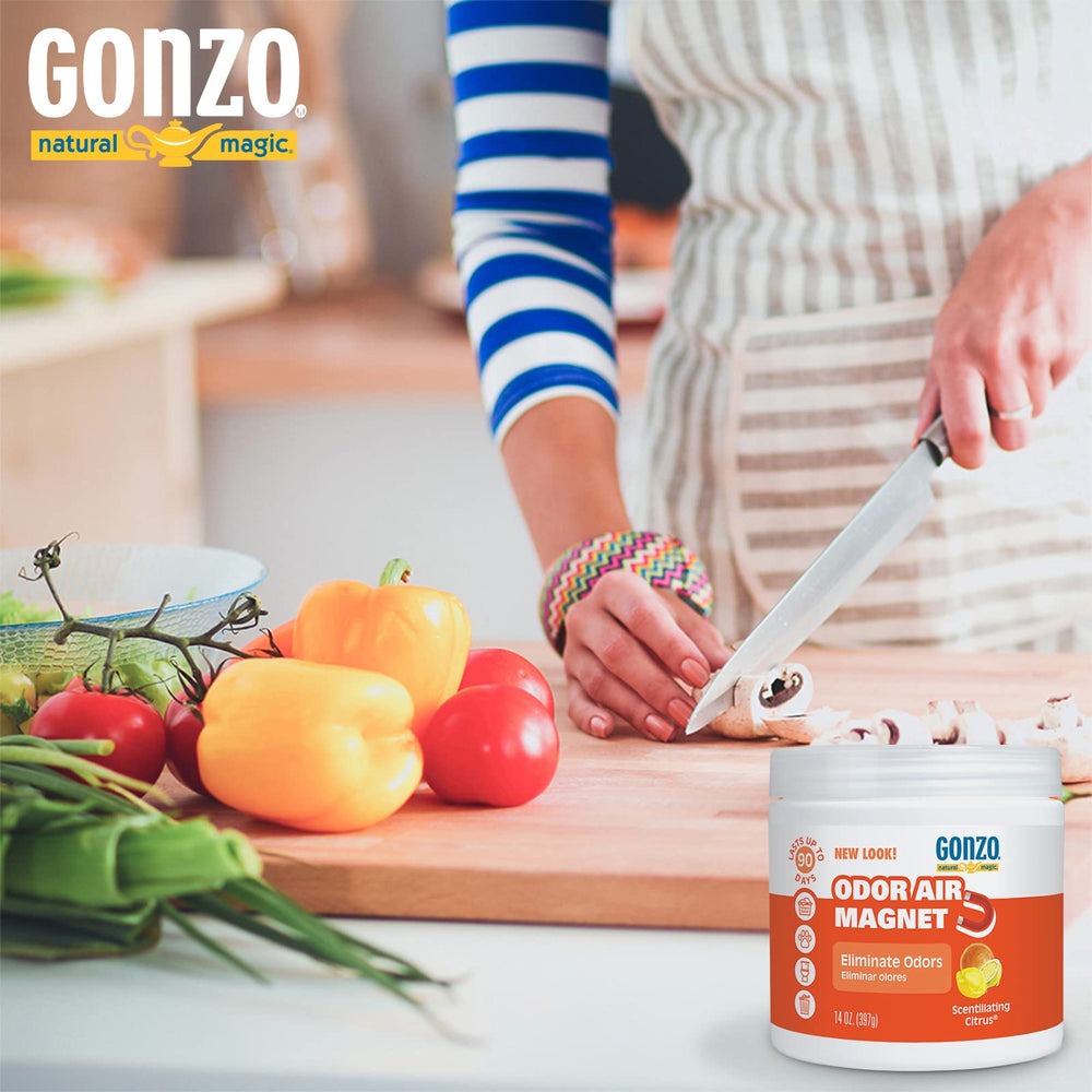 Gonzo Natural Magic Gel absorbant les odeurs sur bateau, idéal pour espaces restreints.