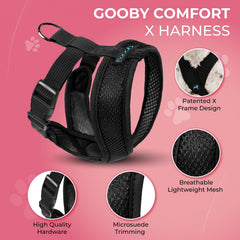 Harnais Gooby Comfort X avec attache en anneau D, sécurité accrue.