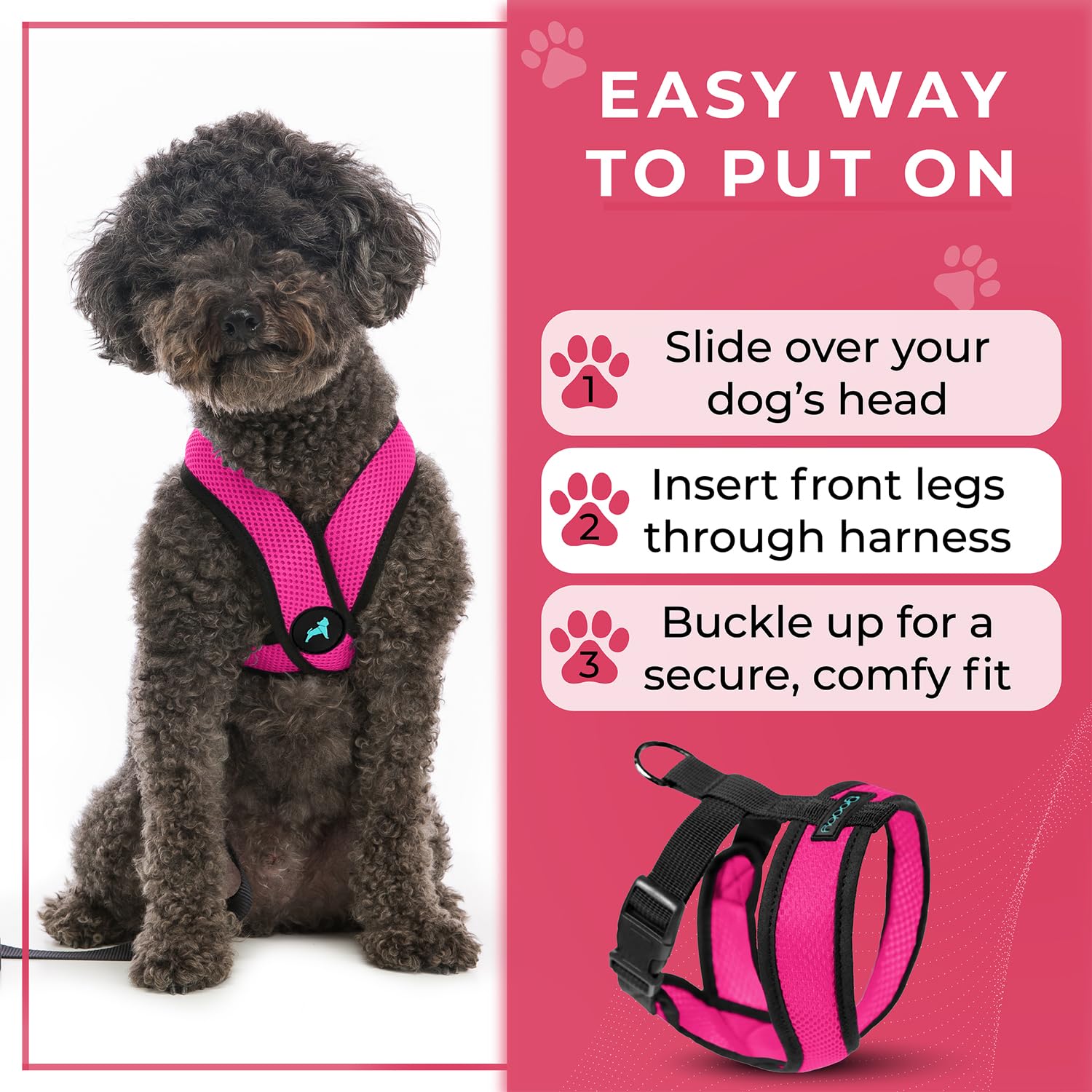 Gooby Comfort X Harnais Flamingo Rose - lavable en machine et séchage à l'air pratique.