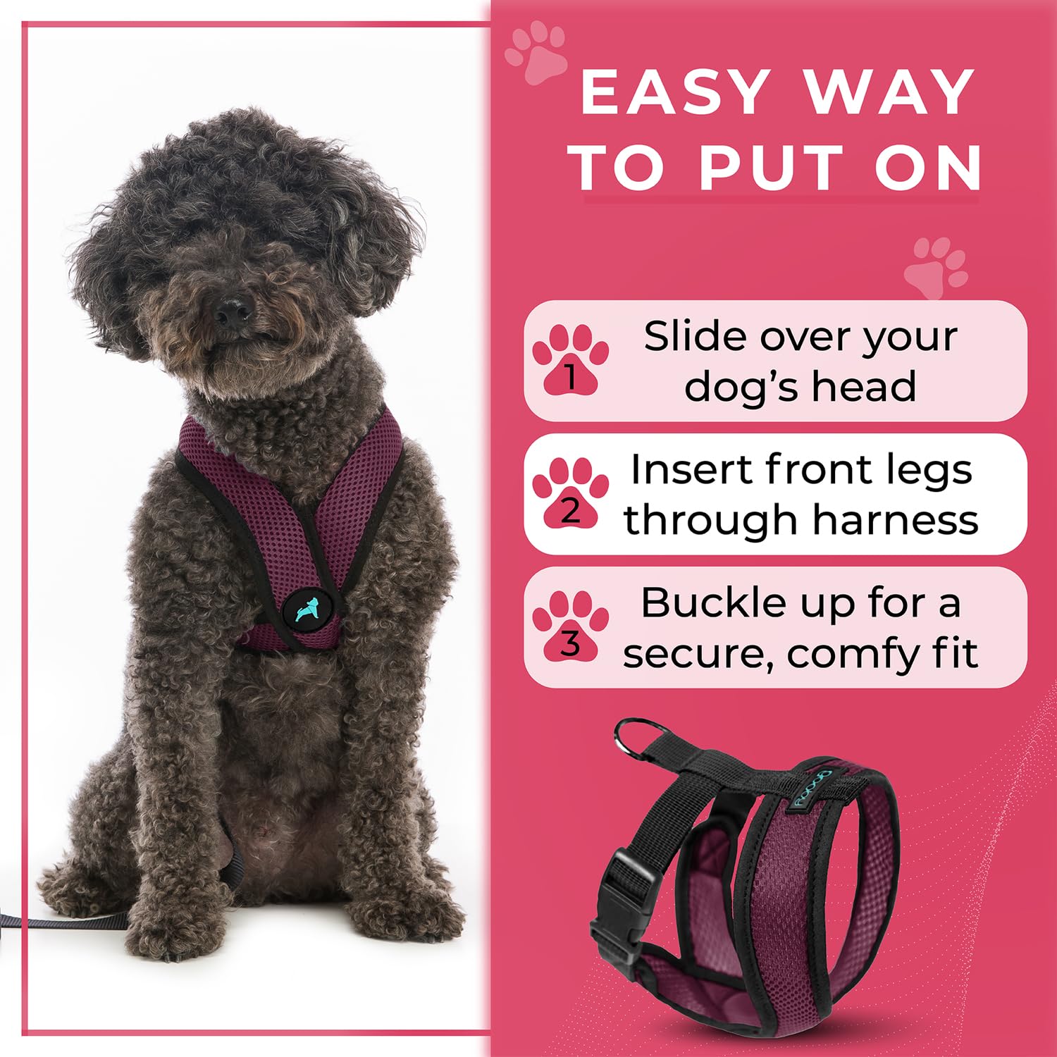 Gooby Comfort X harnais sans étranglement pour des sorties plus détendues.