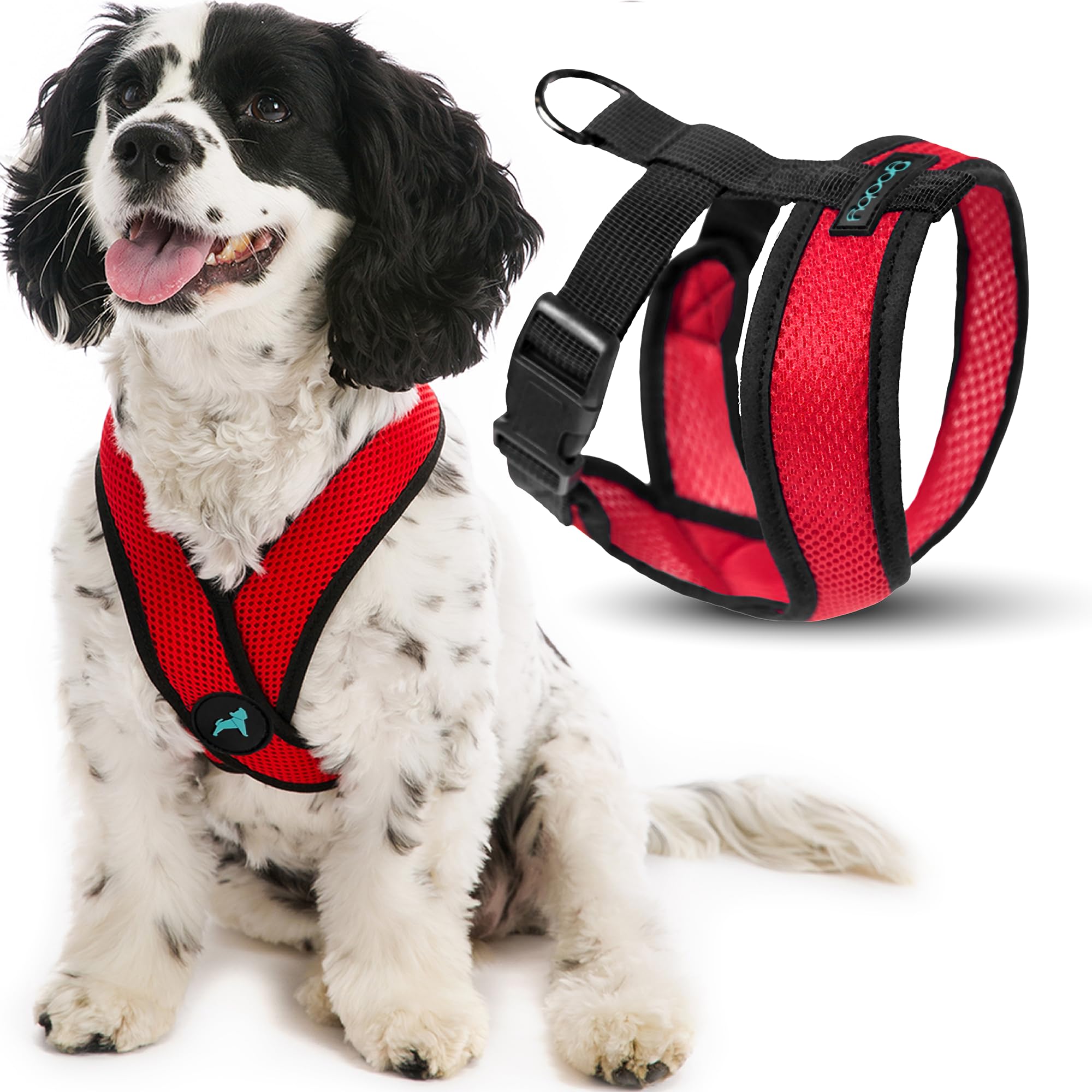 Harnais Gooby Comfort X sans étranglement rouge, taille petit, pour petits chiens.
