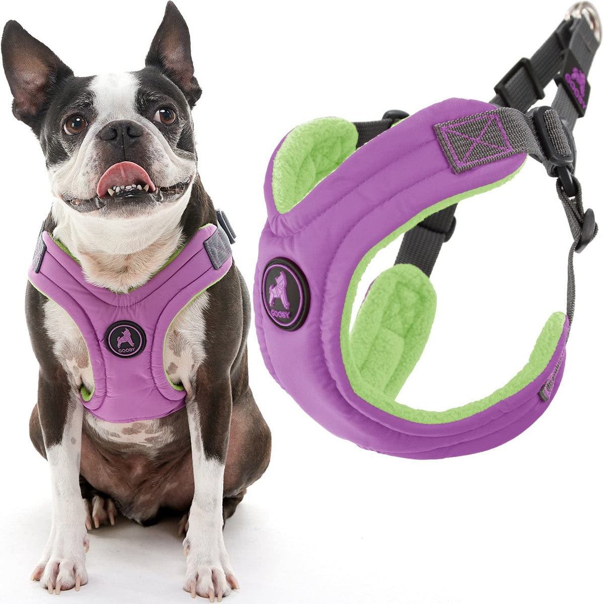 Gooby Escape Free harnais mousse mémoire pour petit chien, confort et sécurité.