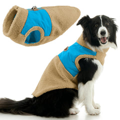 Gooby gilet Sherpa crème avec fermeture éclair vue avant, chaleur et style pour chien.